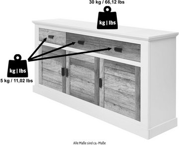 Jahnke Sideboard HAMPTON SB 160 (1 St), Sideboard, Landhausstil, 3 Schubladen und 3 Türen, Breite ca. 160 cm