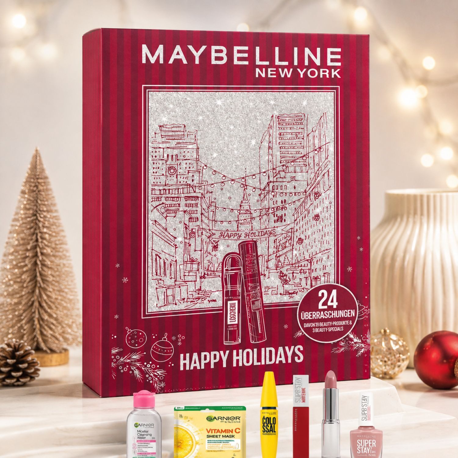 MAYBELLINE NEW YORK Kosmetik-Adventskalender Beauty-Adventskalender – 24 Beauty-Überraschungen 2026, Kalender mit 24 Türchen