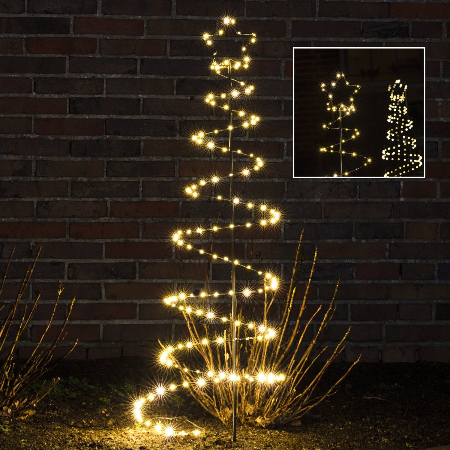 LED Baum LED Spiral MARELIDA Lichterbaum 1,3m warmweiß Stern bis LED Classic, 180LED Weihnachtsbaum 3000K) mit Außen, (2100K