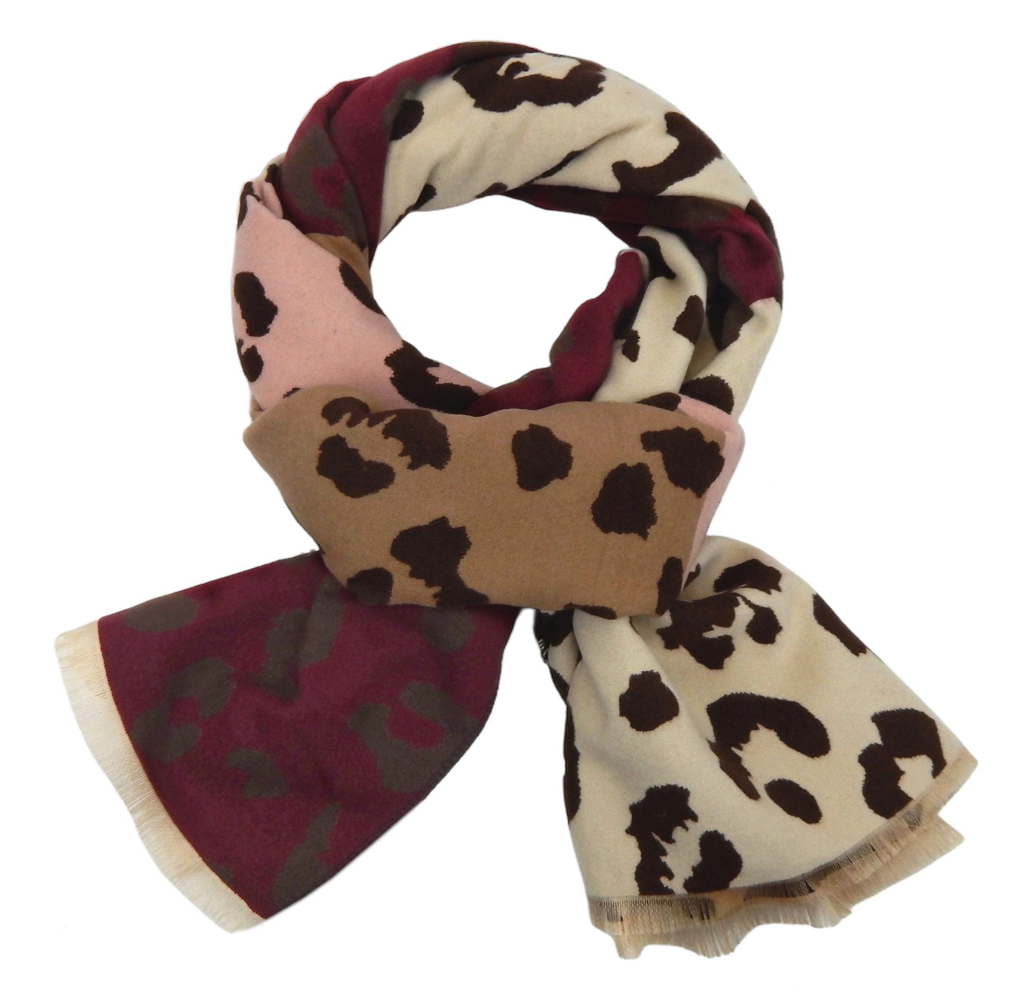 Ella Jonte Modeschal, Burgund Beige Braun Leopard Trendfarben Herbst Winter günstig online kaufen