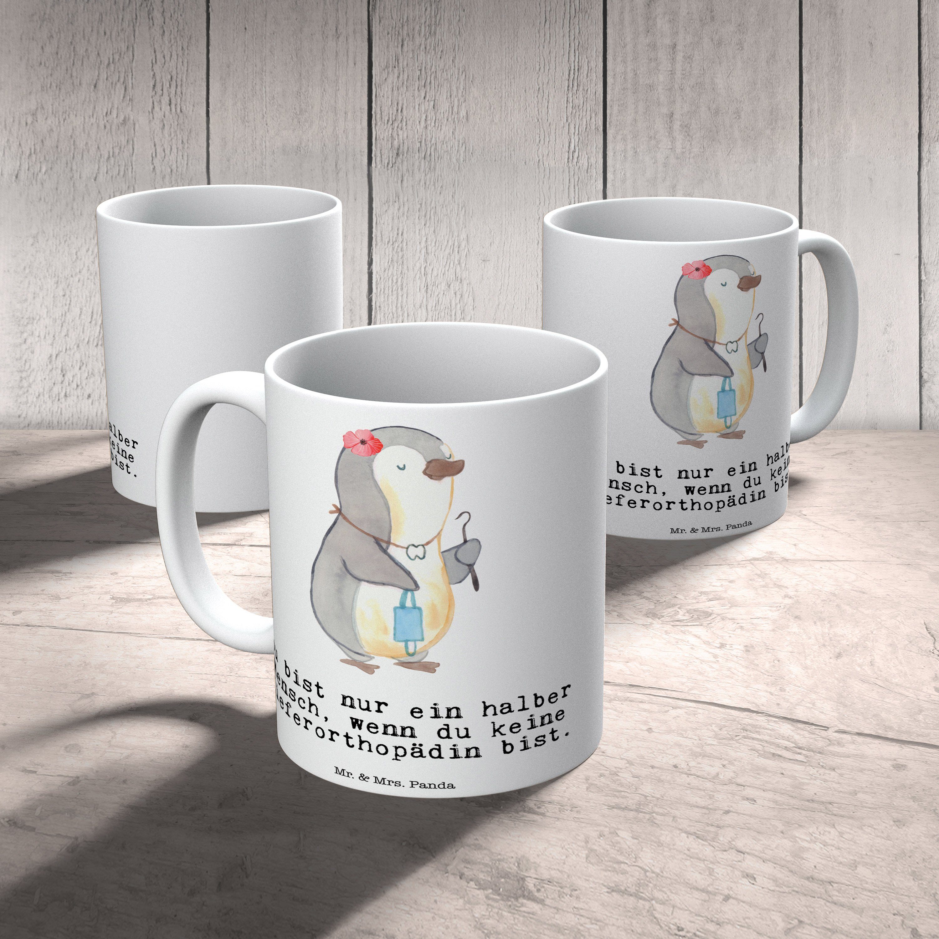 Mrs. Herz & - Sp, Panda Geschenk, Mr. Geschenk Kieferorthopädin mit Keramik Tasse Tasse Tasse, Weiß -