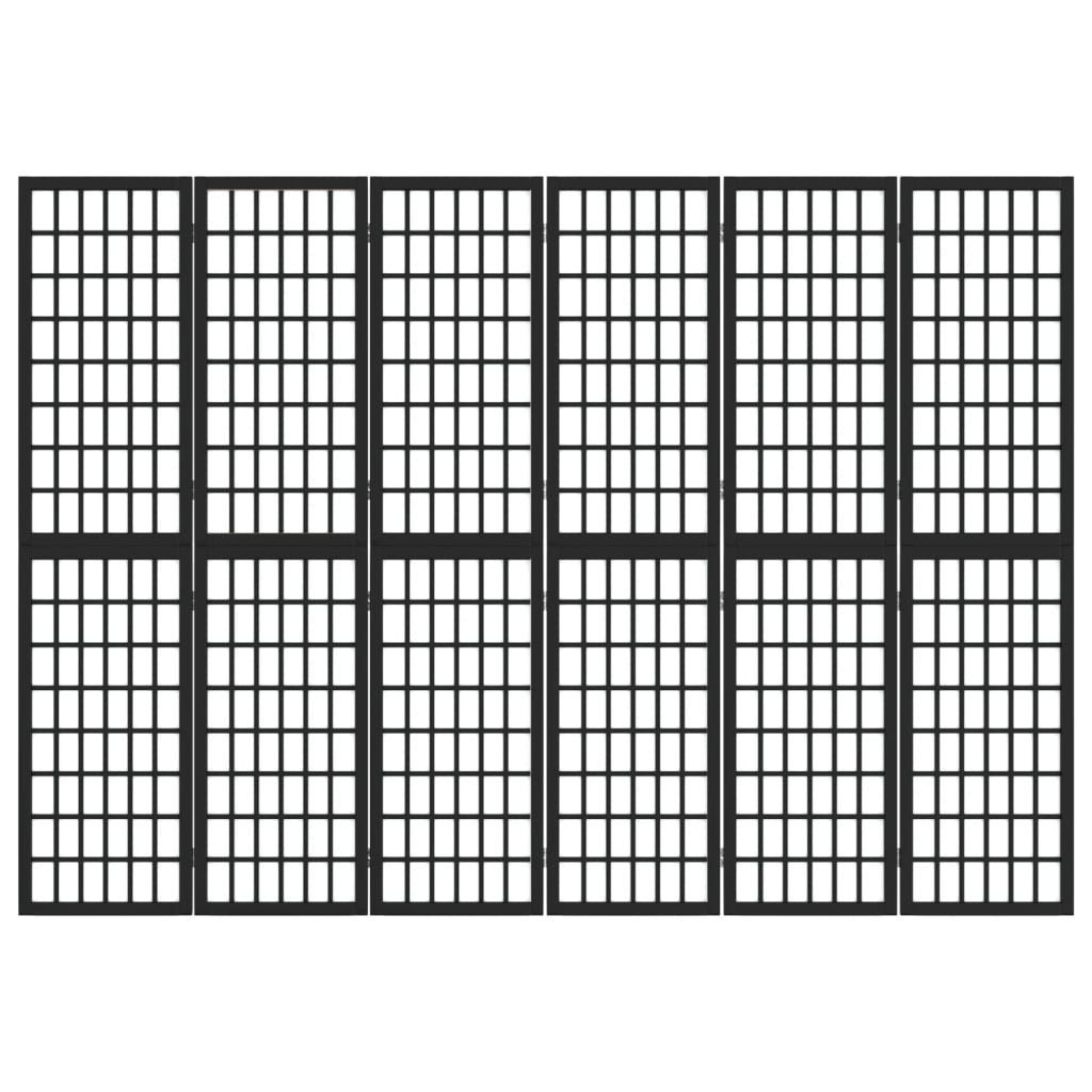 vidaXL Raumteiler 6-tlg. Paravent Japanischer Stil Faltbar 240x170 cm Schwarz, 1-tlg.