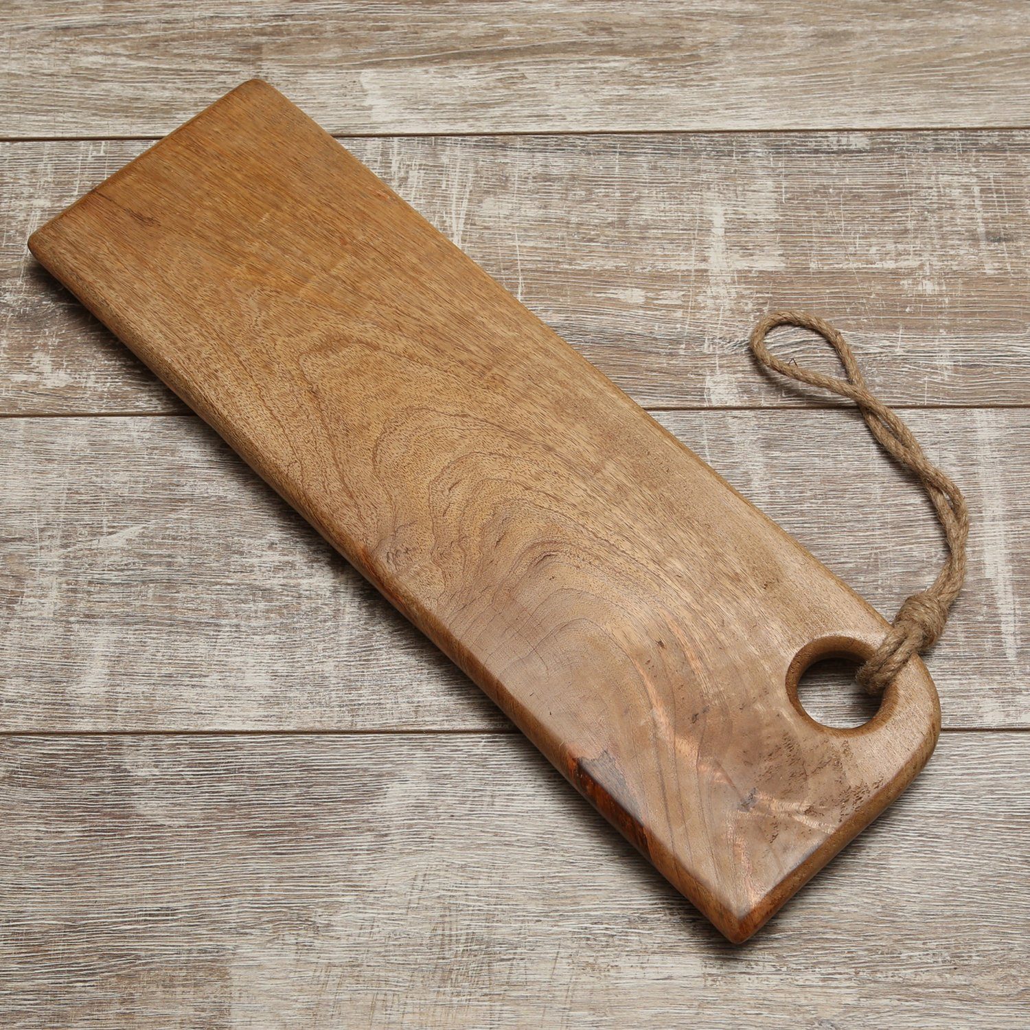 Servierbrett (1-St) Holz, mit Schneidebrett Servierbrett 57,5cm, Mangoholz GAUMENKICK Serviertablett Kordel