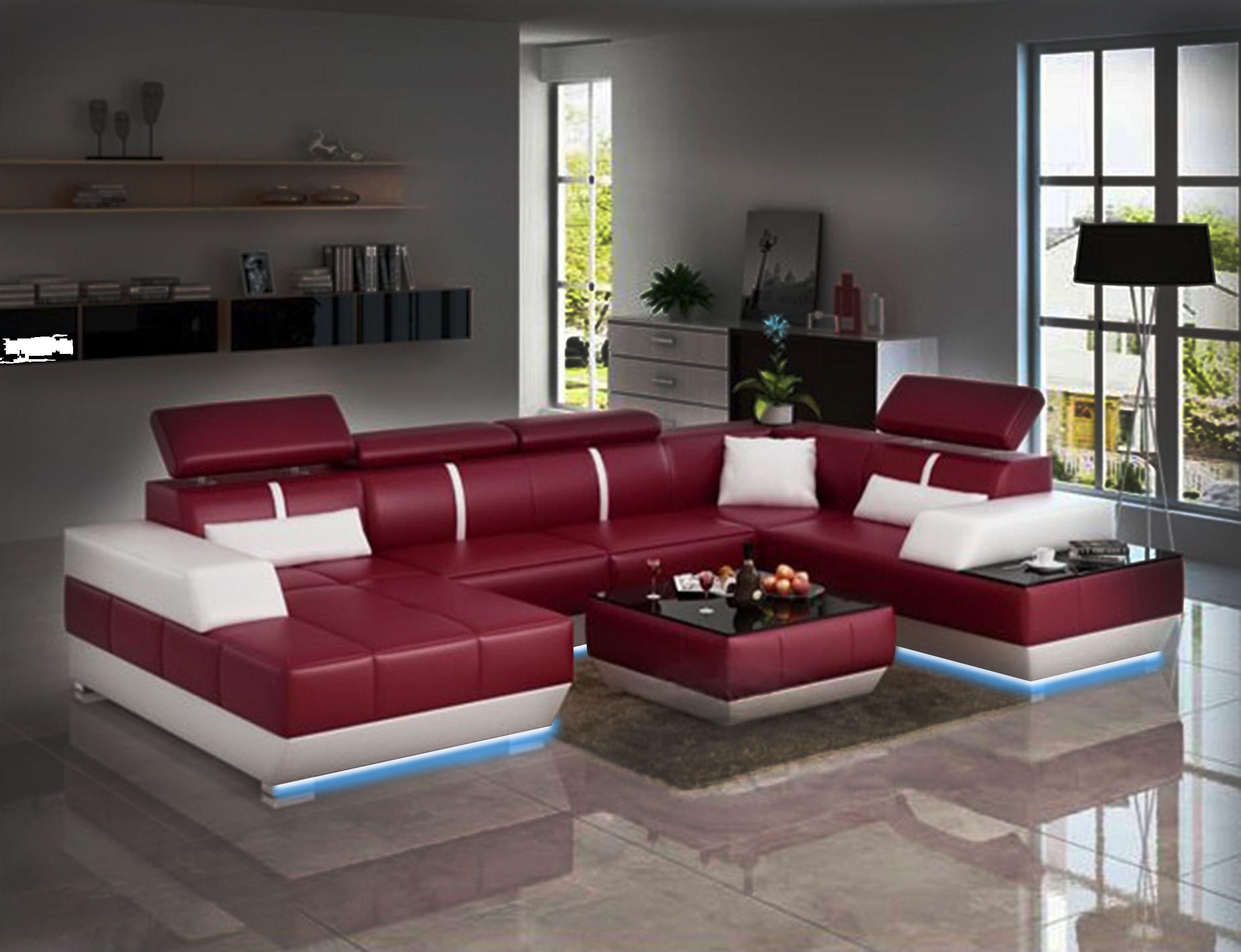 Xlmoebel Ecksofa Designer-Sofa mit USB-Anschluss Polstermöbel-Set Ledercouch Neu, Hergestellt in Europa