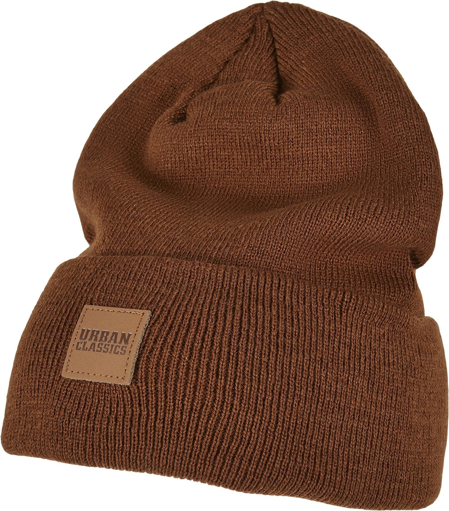 URBAN CLASSICS Outdoorhut Synthetic Leatherpatch Long Beanie One Size
