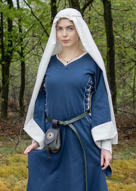 Battle Merchant Ritter-Kostüm Spätmittelalterliches Höllenfensterkleid Bliaut Amal Blau/Natur L