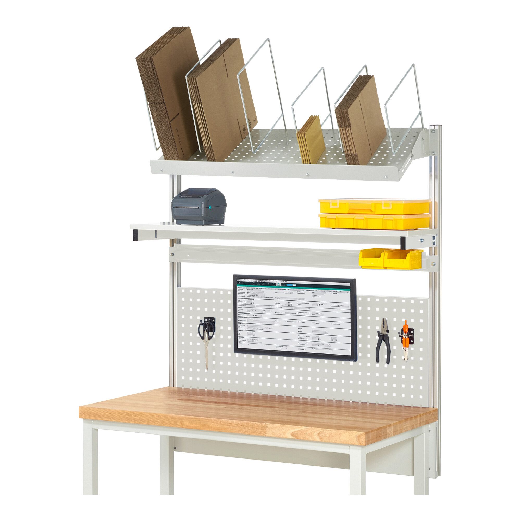 RAU Werkbank Rau System-Aufbau Komplettset 03, für Produktbreite 1250 mm, RAL7035/R