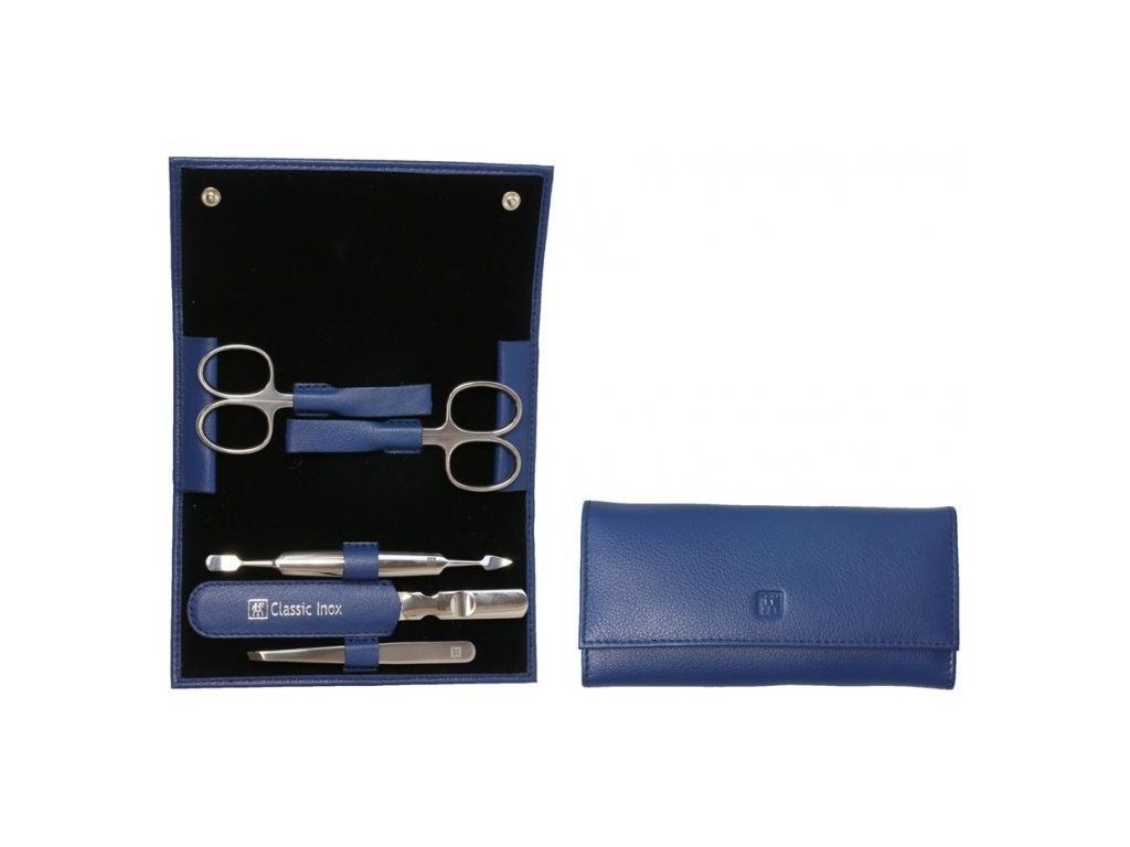 Zwilling Maniküre-Etui CLASSIC Manicure 5 INOX 5- Leder, blue Etui ZWILLING