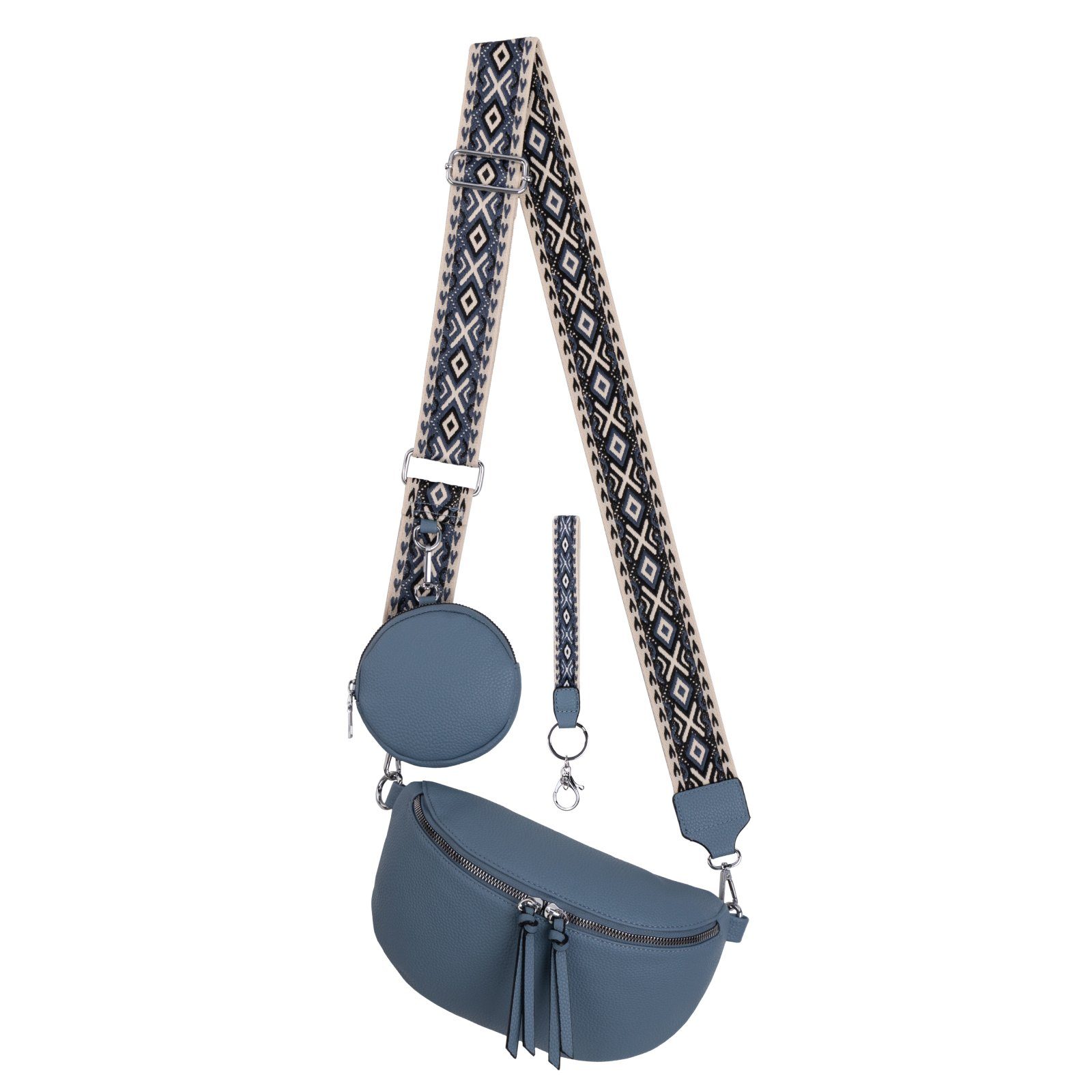 EAAKIE Gürteltasche Bauchtasche Umhängetasche Crossbody-Bag Hüfttasche Kunstleder Italy-D, als Schultertasche, CrossOver, Umhängetasche tragbar BLUE