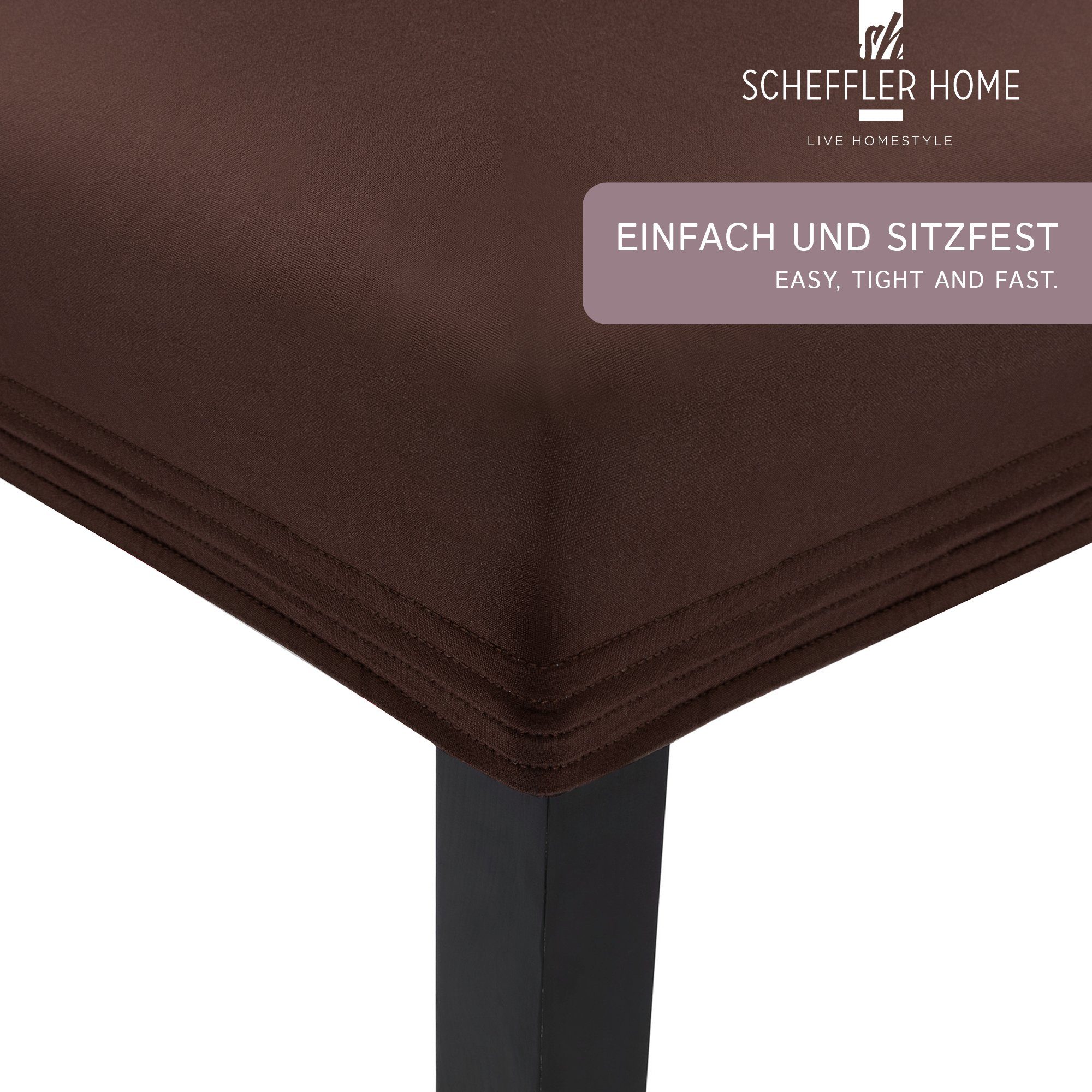 Farben Stuhlhussen Leni sh Braun verschiedene SCHEFFLER-HOME HOMESTYLE und Stuhlhusse LIVE Sets,