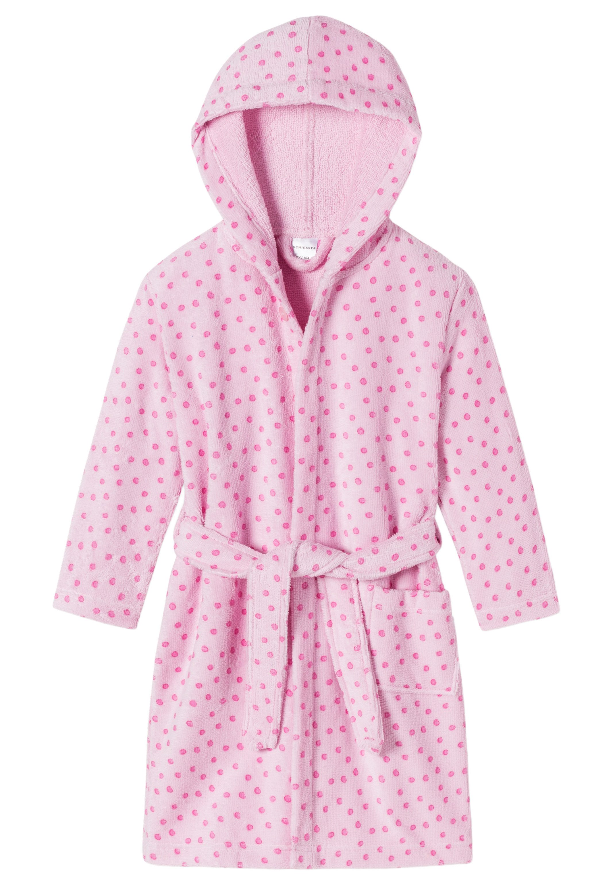 Schiesser Bademantel Kids Girls, Baumwolle, nicht relevant, Gürtel, Bademantel - Baumwolle - Mit großer Kapuze