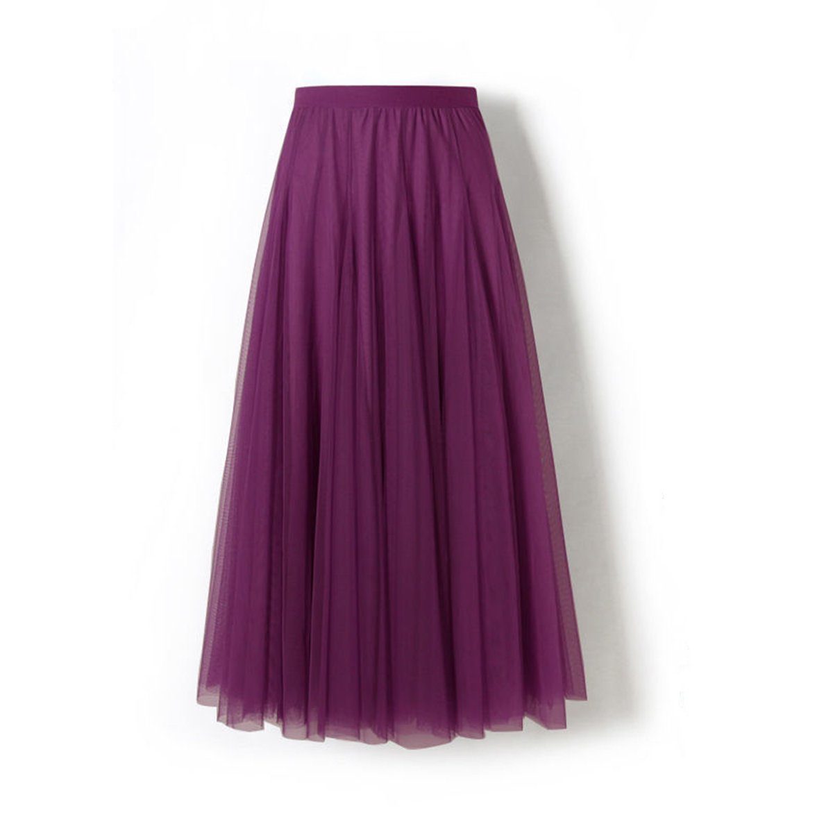 GORGLITTER Damen Rock Elegant Maxirock - Hohe Taille Mit Rüschensaum Elastischer Bund Einfarbig