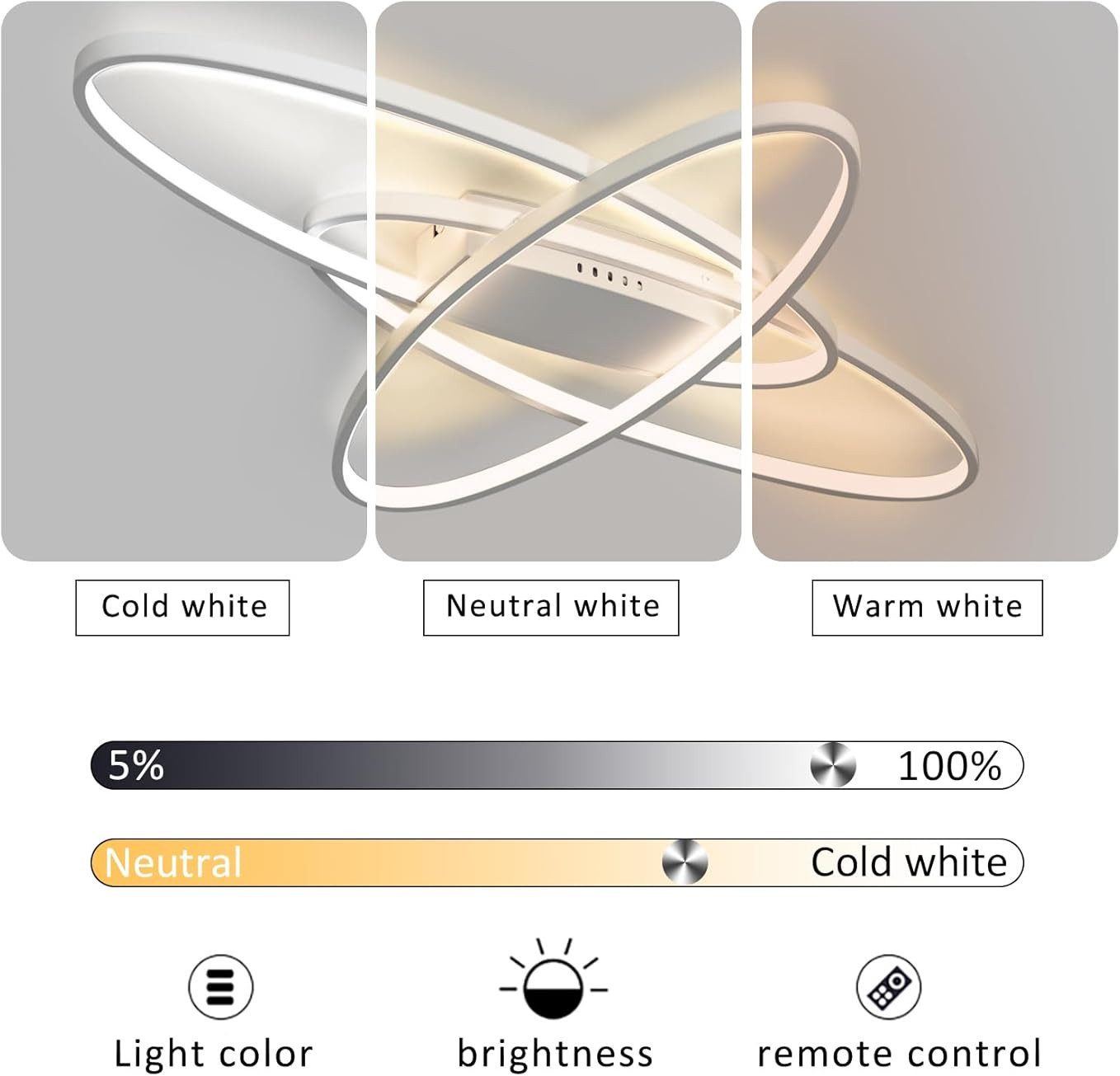 Nettlife LED Deckenleuchte Wohnzimmerlampe mit Fernbedienung Geometrisch, D günstig online kaufen