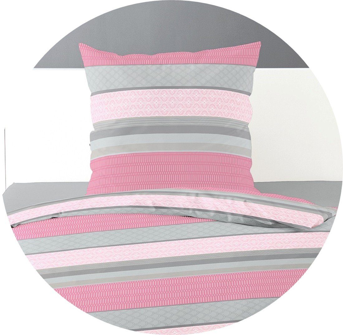 BIERBAUM Bettwäsche 135x200cm Streifen Pink Grau, günstig online kaufen