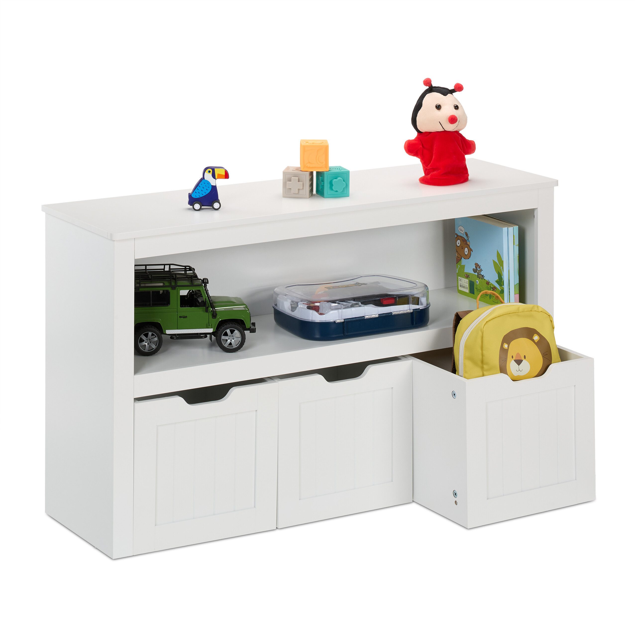 relaxdays Standregal Kinderregal mit 3 Boxen auf Rollen, 1-tlg. günstig online kaufen
