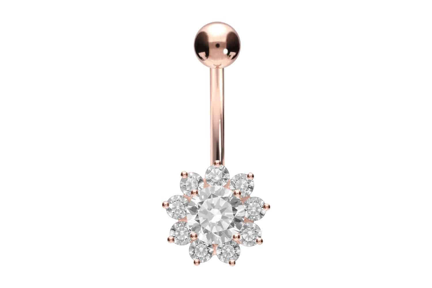 Bauchnabelpiercing Chirurgenstahl Bananabell KRISTALLBLUME