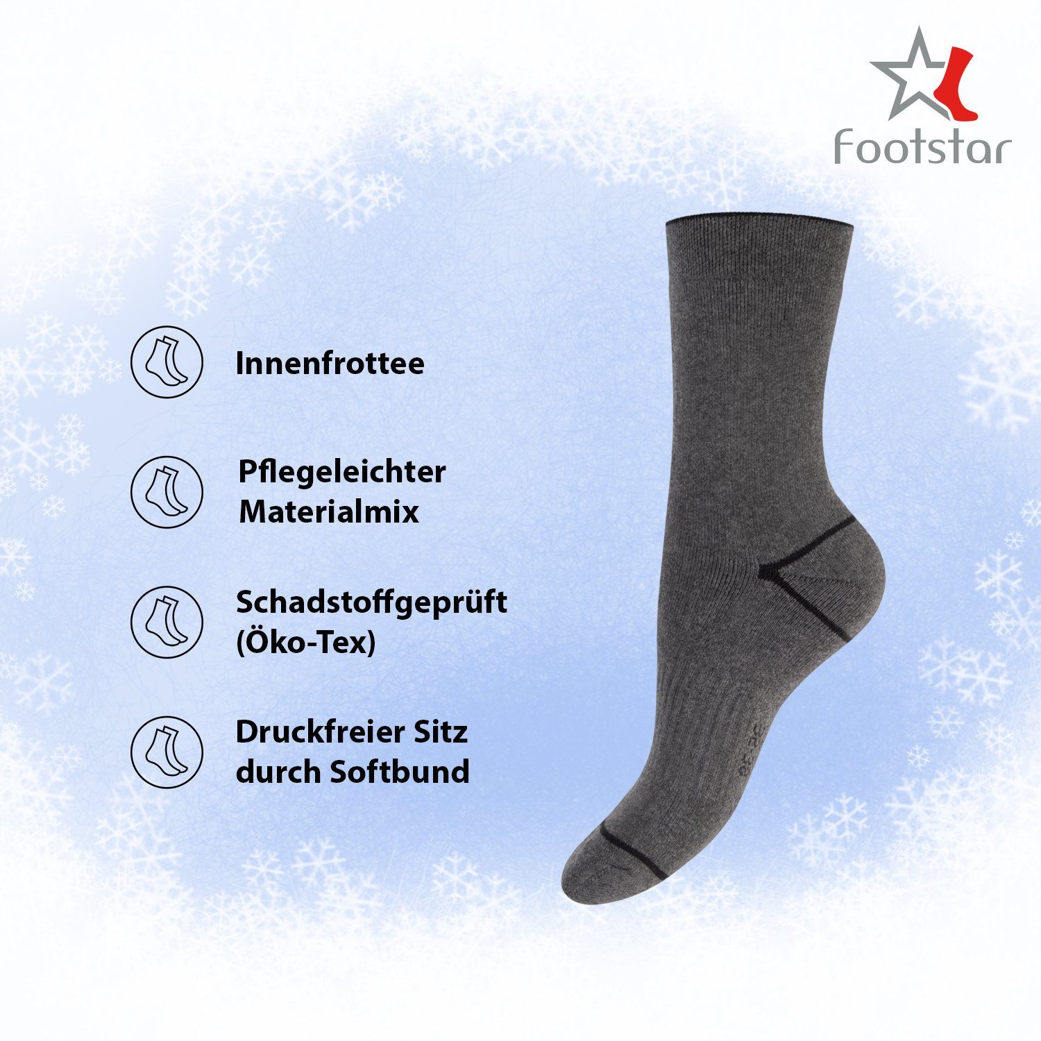 Footstar Thermosocken Thermo Winter Socken Vollfrottee (6 Paar) für Damen & Herren