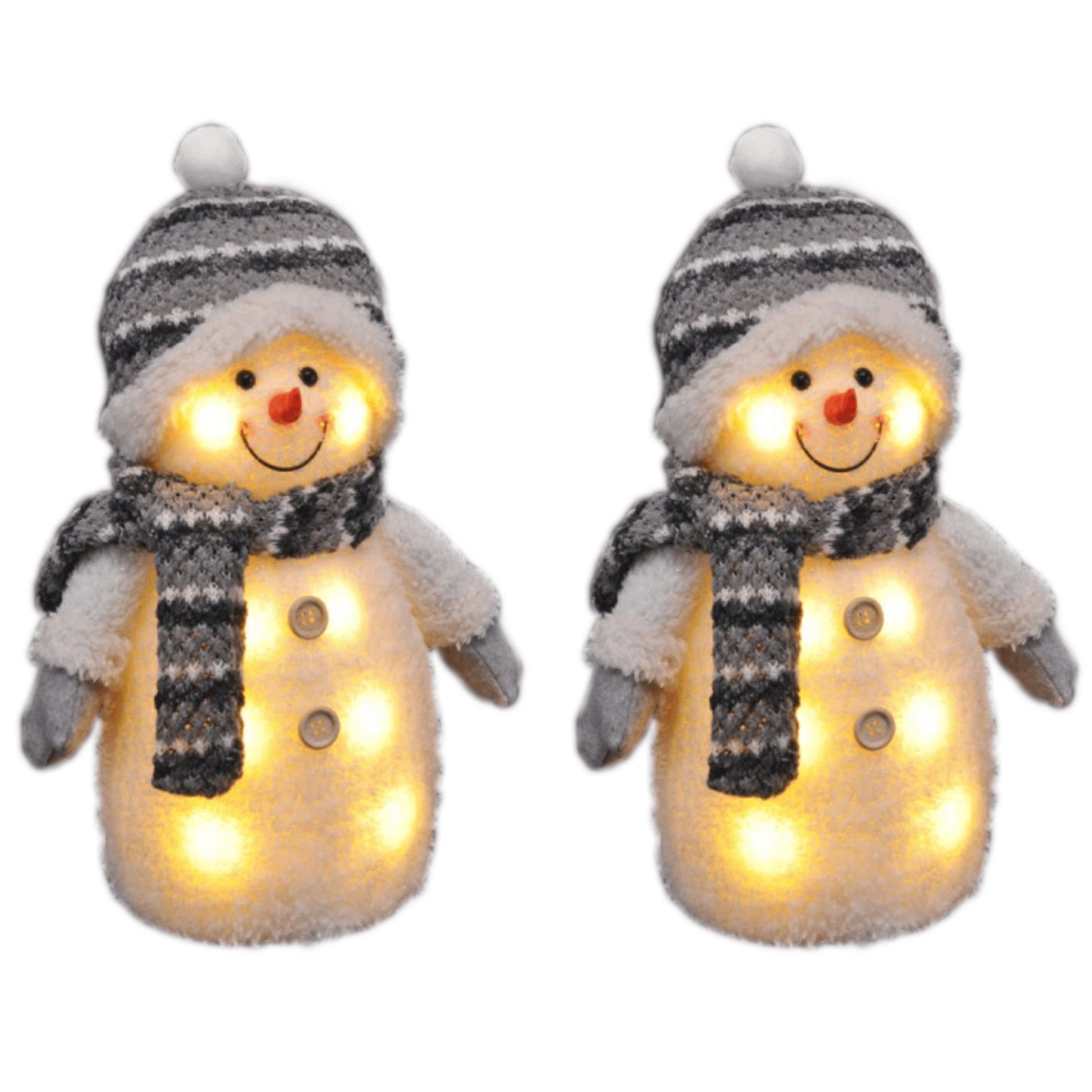 LED-Dekofigur 2er Set Deko Schneemann LED Weihnachtsdeko Figur