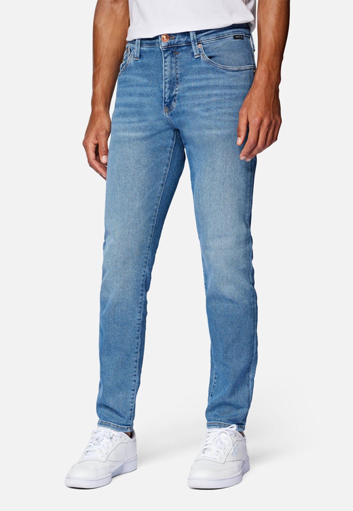 Regular (1-tlg) Regular-fit-Jeans 4169 Stretch Tapered Hose Blau in Mavi Fit Leg Jeans CHRIS Pants Denim