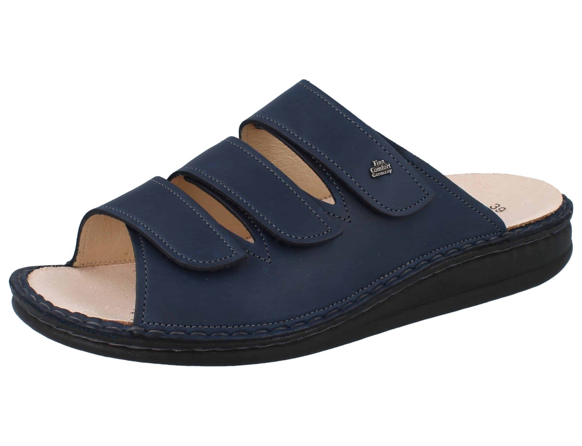 Finn Comfort Korfu blau Pantolette Wechselfußbett