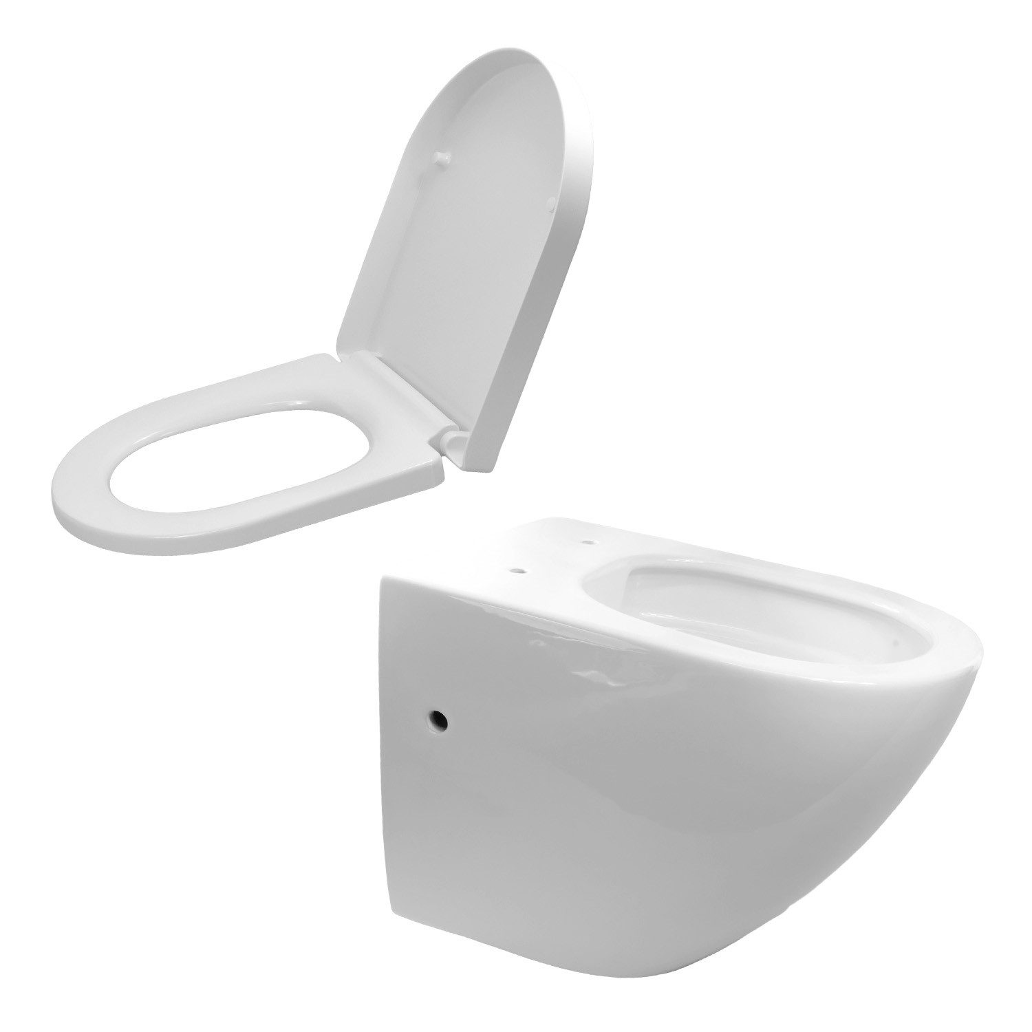 Sanicomfort Tiefspül-WC Sanicomfort Wand-WC Set "Cozy" Weiß Glänzend mit WC-Sitz