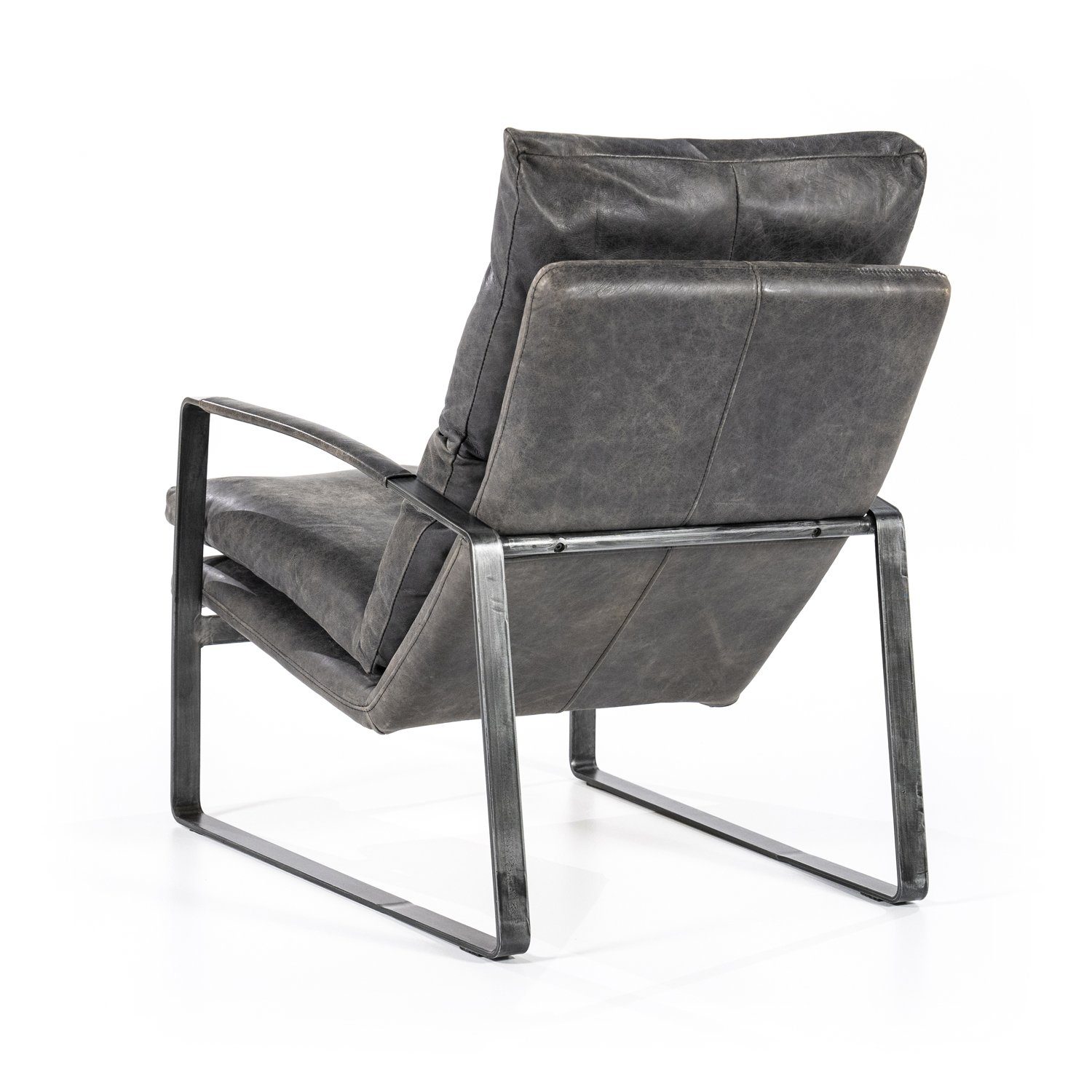 Leder ESTO Leder Maison Style, Sessel Industrial Loungesessel Ledersessel dunkelbraun Vintage ALEX