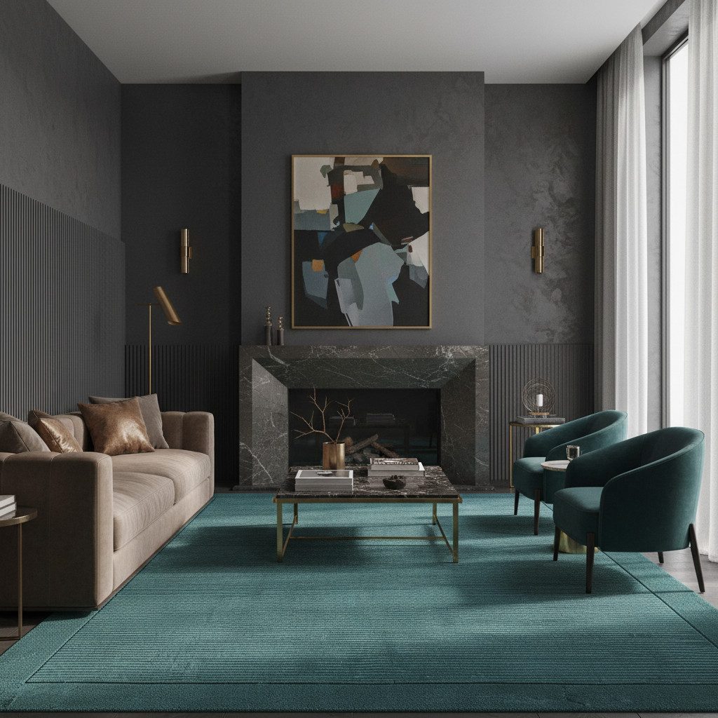 KADIMA DESIGN Wollteppich Handgewebter Teppich, Strukturdesign Bordüre, Unifarben, Weich, Robust, Rechteckig, Höhe: 19 mm, 100% Schurwolle, Rutschfester Baumwollrücken, Schalldämmend