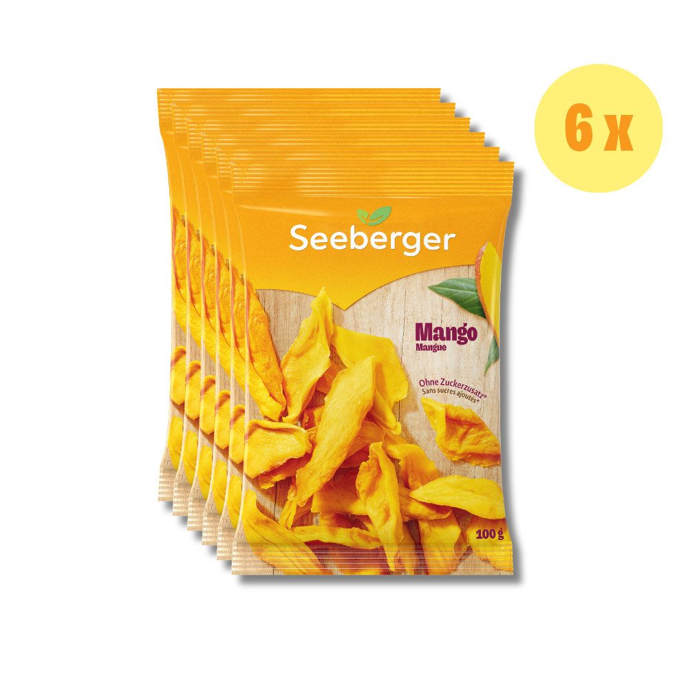 Seeberger Snacks Trockenfrüchte Seeberger getrocknete Mango Multipack - 6 x 100 g
