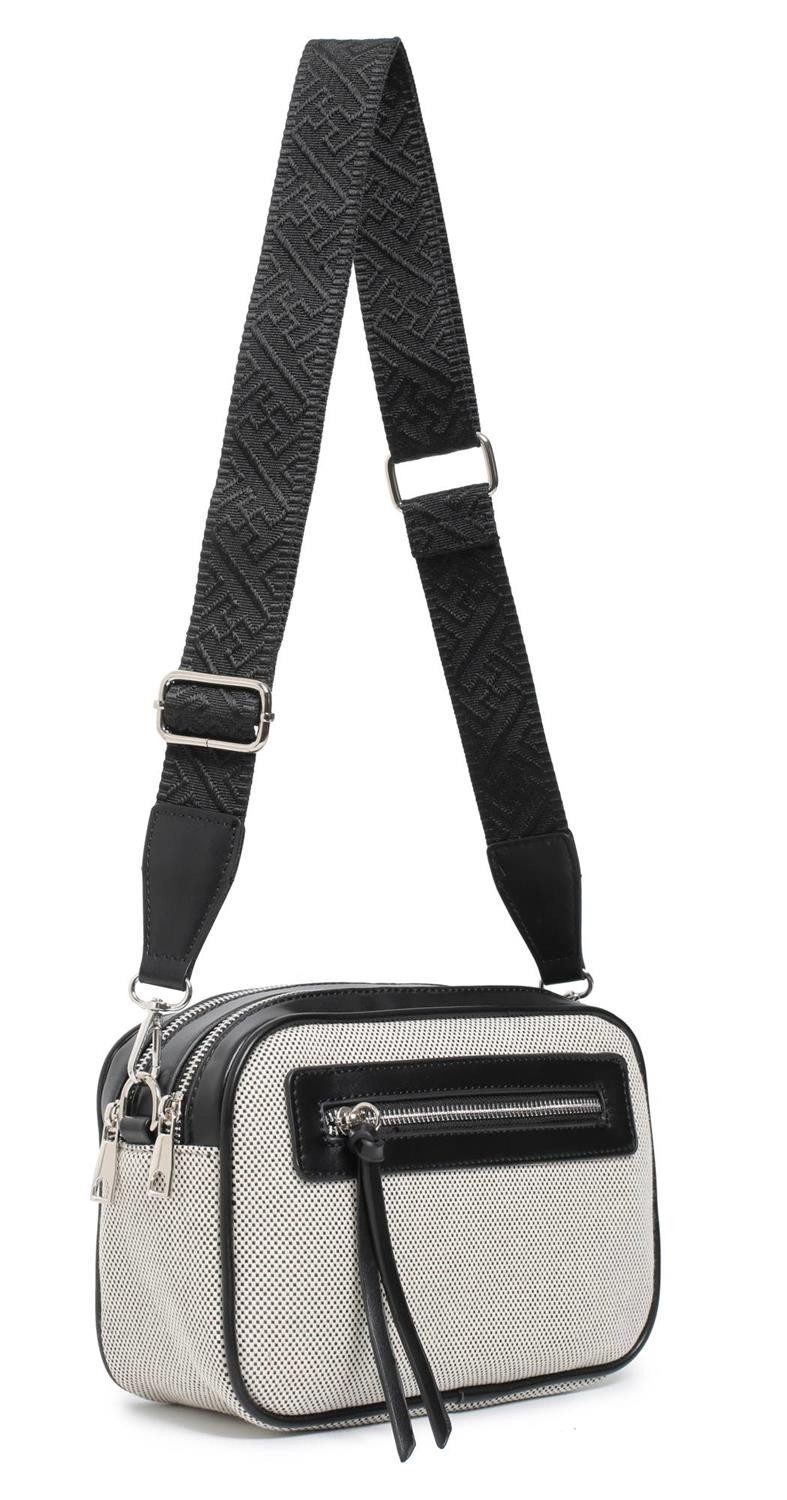 Schultertasche Damen Tasche Crossbody Canvas Umhängetasche Brusttasche Leder Optik