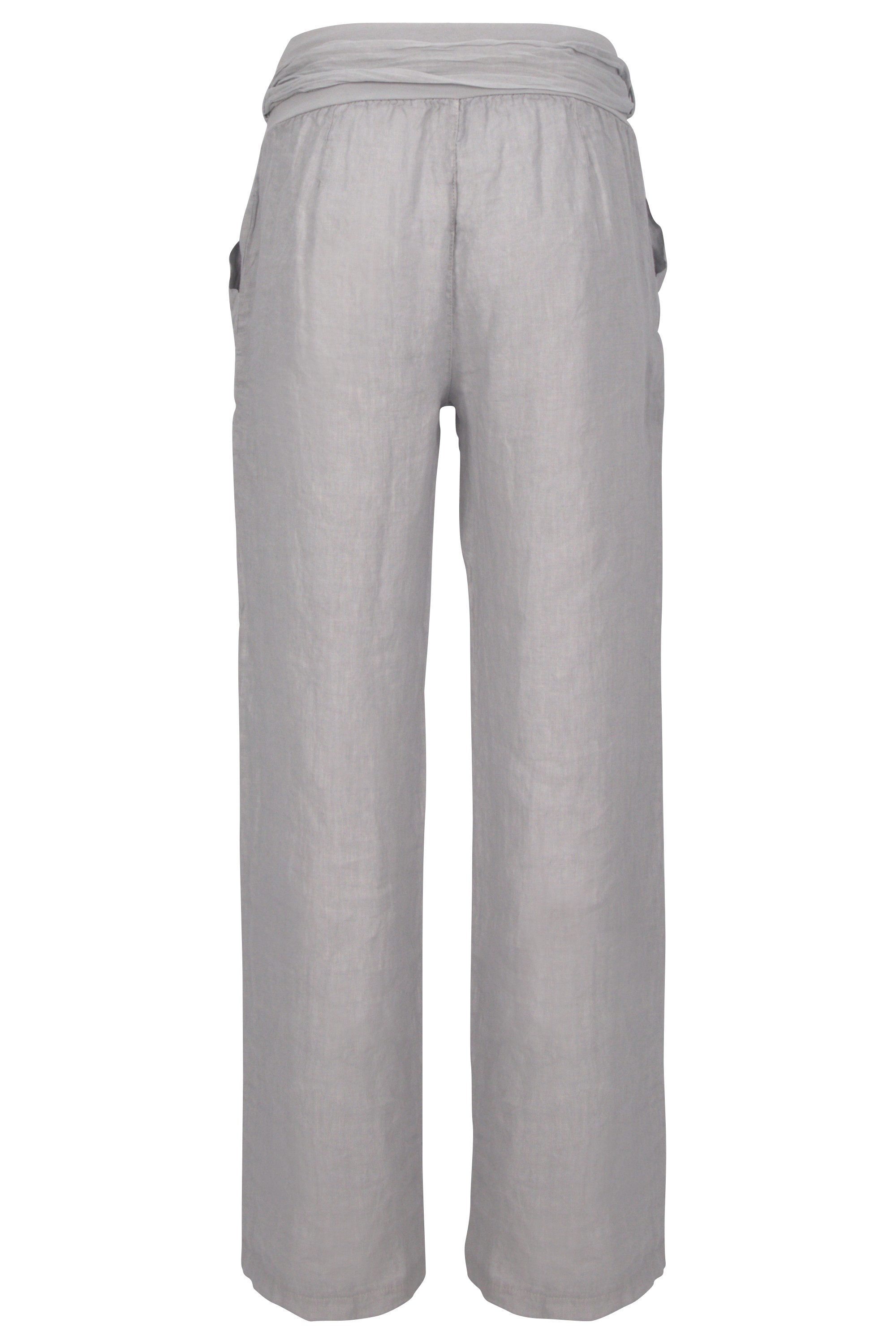 malito more than fashion Leinenhose malito Damen Hose aus Leinen, Stoffhose in Unifarben, feine Freizeit feine Leinen Hose mit Stoffbindegürtel