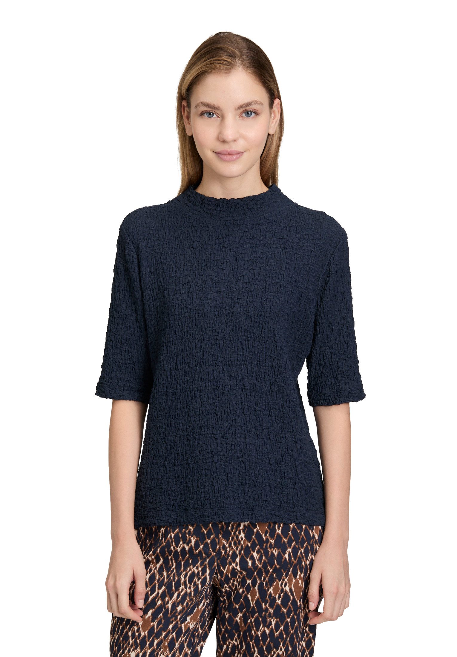 Betty Barclay Kurzarmshirt Damen Strukturshirt mit Stehkragen (1-tlg)