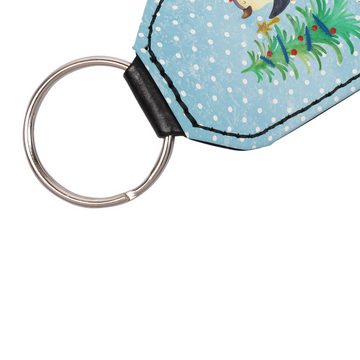 Mr. & Mrs. Panda Schlüsselanhänger Pinguin Weihnachtsbaum - Eisblau - Geschenk, Winter, Advent, Anhänger (1-tlg), Liebevolles Detail