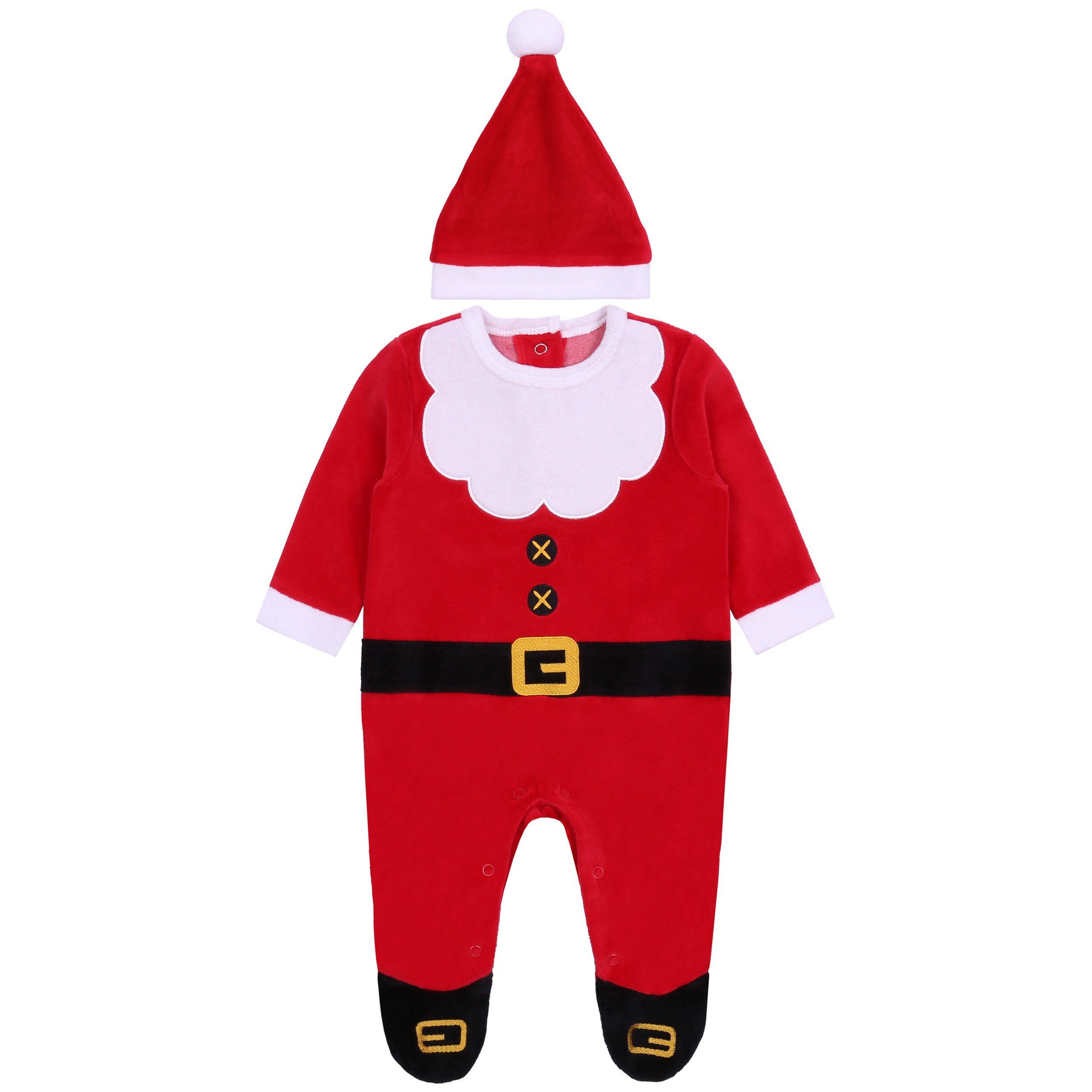 Sarcia.eu Strampler Weihnachtlicher Baby-Strampler +Nikolaus Mütze, 6-9 Monate
