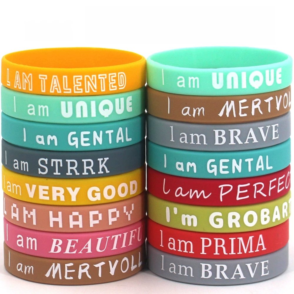 Flintry Armband Motivationsarmbänder für Kinder mit deutschen Sprüchen – 12 Farben (24-tlg), Für Kita-Abschied, Einschulung & Kindergeburtstag,Unisex-Zubehör