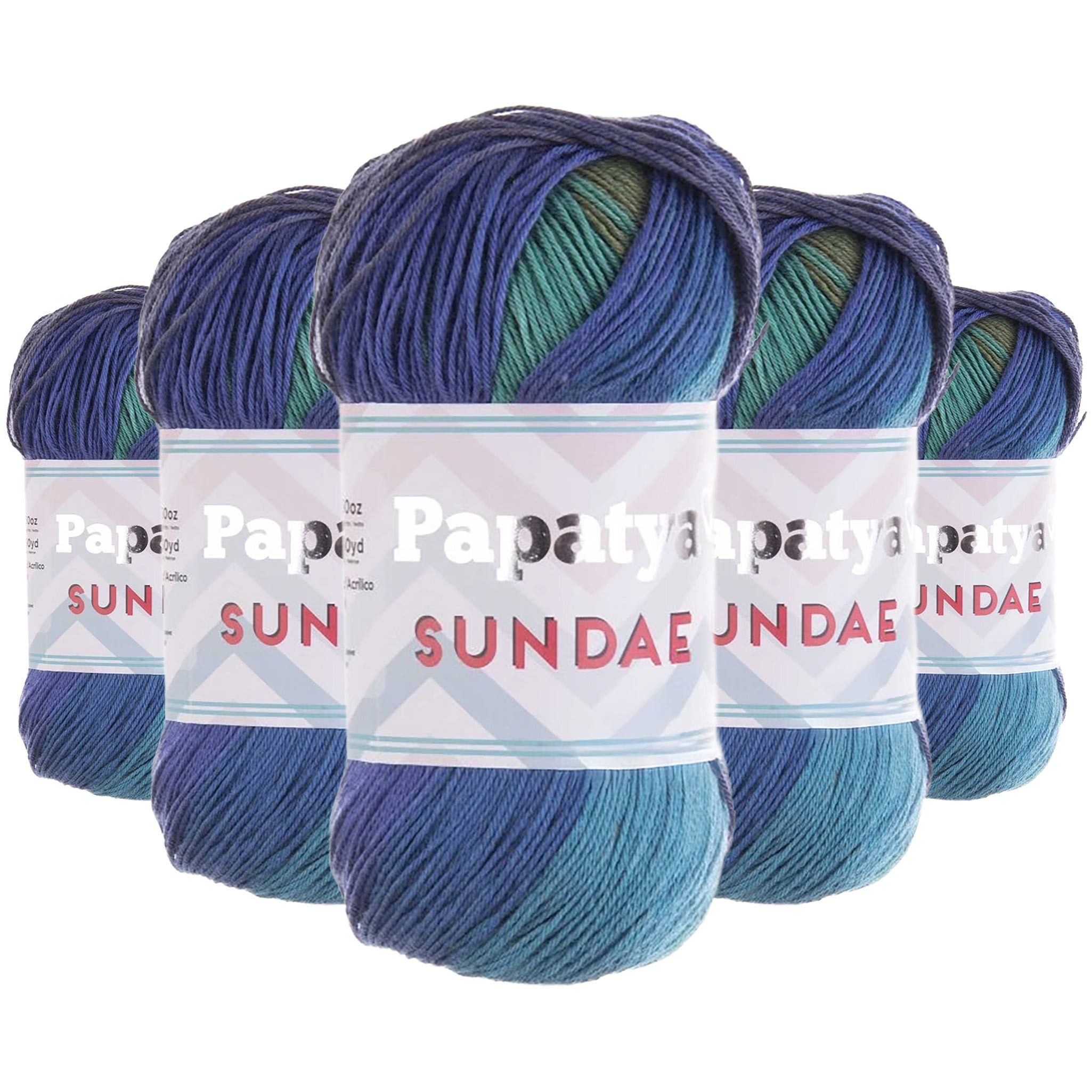 Papatya Farbverlauf Papatya Sundae 5x100g Knäuel Sommergarn Glanz-Effekt Häkelwolle, 1600 m (Sparpaket, 5-St), mehrfarbig 13