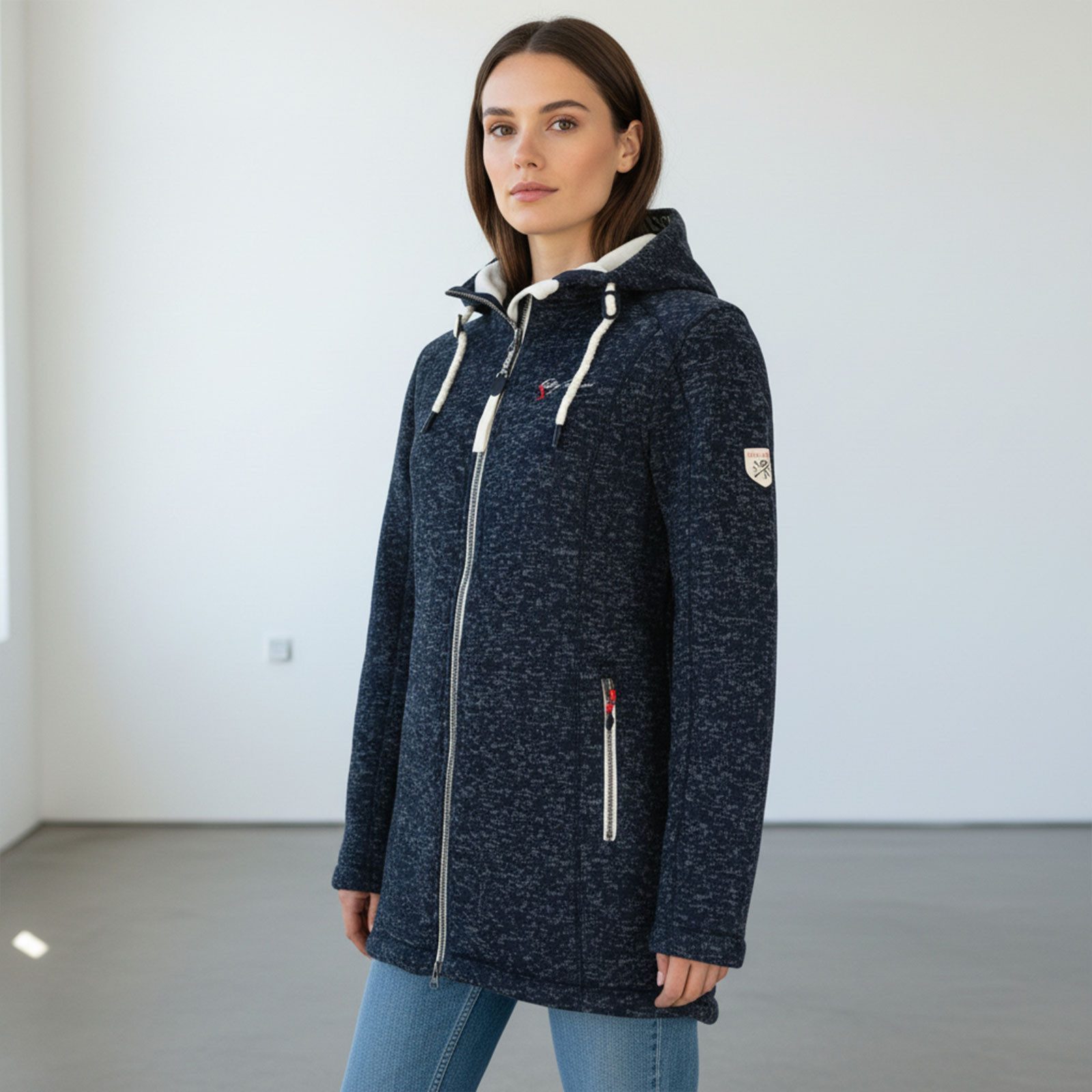 Dry Fashion Wollmantel Amsterdam Damen Wollfleece-Mantel Amsterdam - Fleecemantel taillierter Schnitt