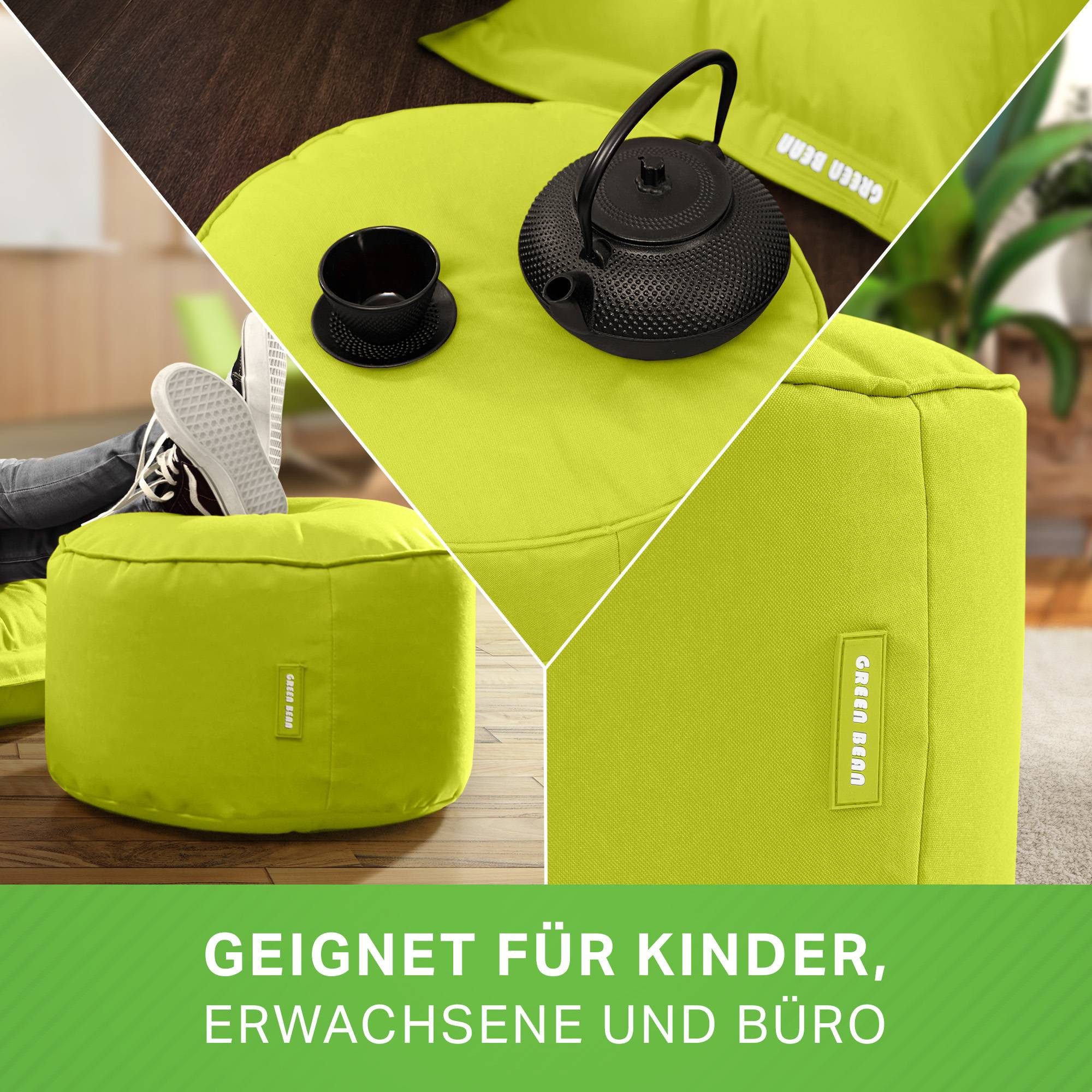 Green Bean Pouf Sitzsack-Hocker Pouf Stay 45x25cm (Sitzsack-Hocker 45x25cm mit EPS-Perlen Füllung -, Fußhocker Fußkissen Sitz-Pouf für Sitzsäcke), die ideale Er – Bild 2 von 5