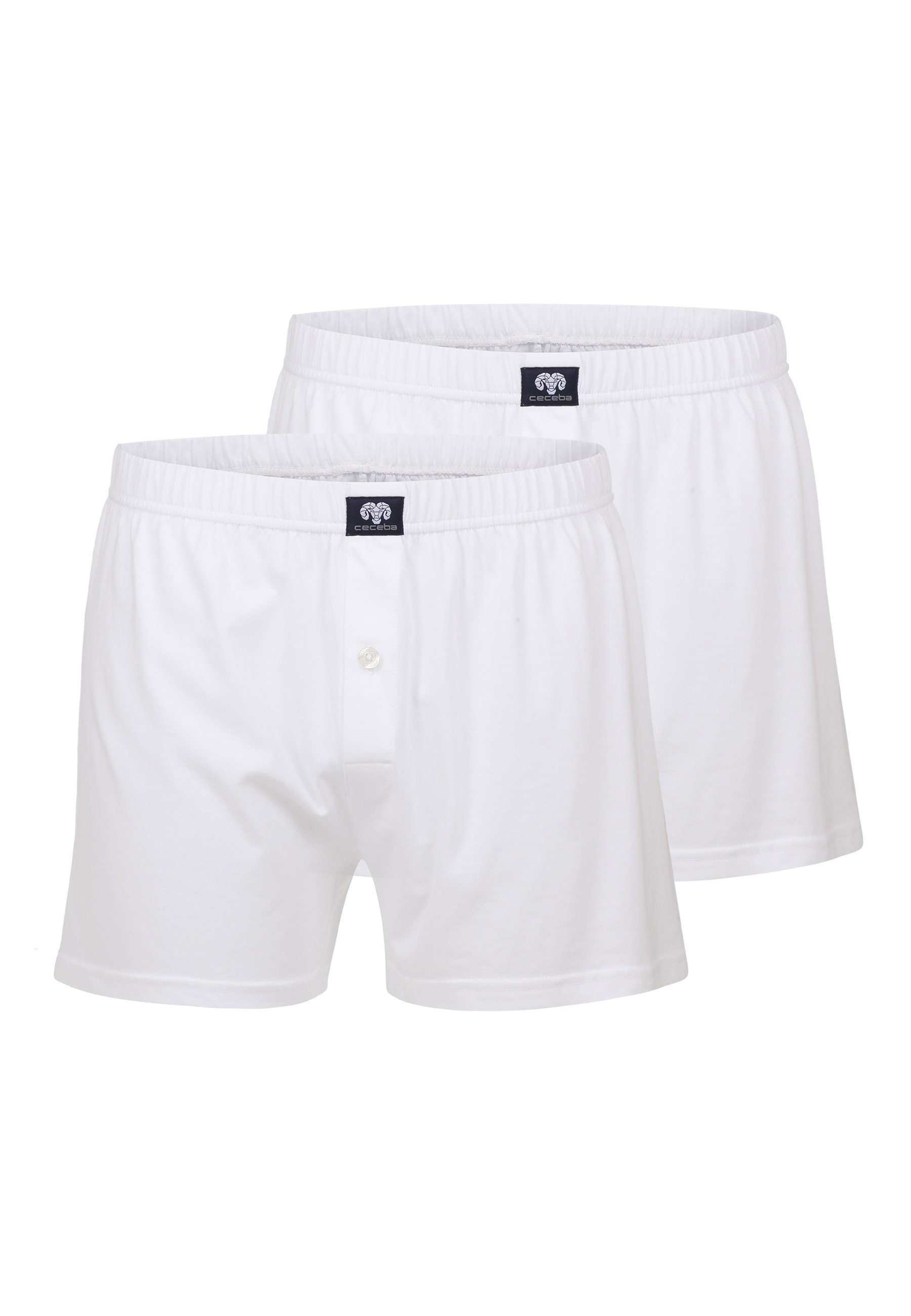 CECEBA Boxershorts CECEBA Herren Boxershort weiß uni 2er Pack (2-St)