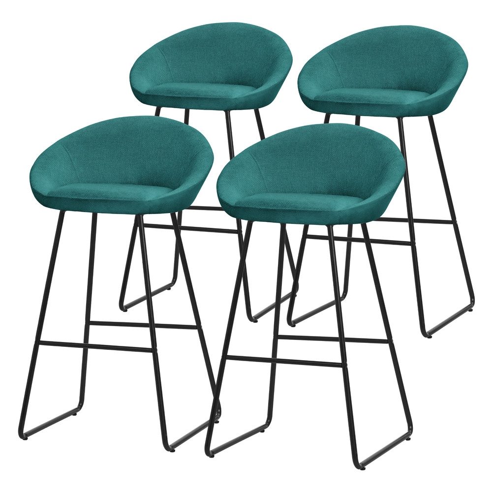 ML-DESIGN Barhocker Gepolsterter Barstuhl mit Metallgestell Rückenlehne und Fußstütze (4 St), Bistrohocker 4er Set Petrol Stoffbezug Tresenhocker Küchenhocker