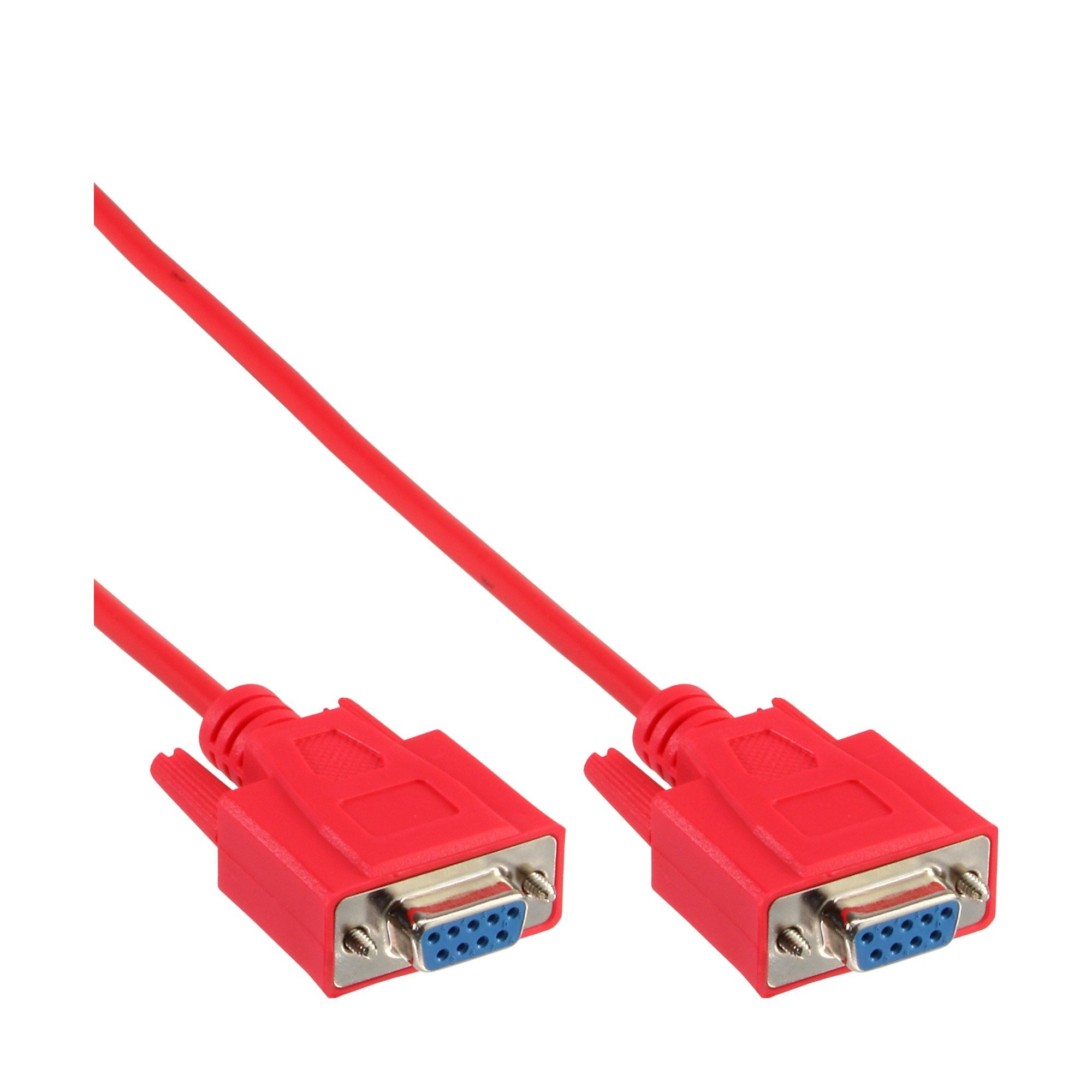 InLine® Nullmodemkabel, 9pol Buchse / Buchse, vergossen, rot, 2m Computer-Kabel
