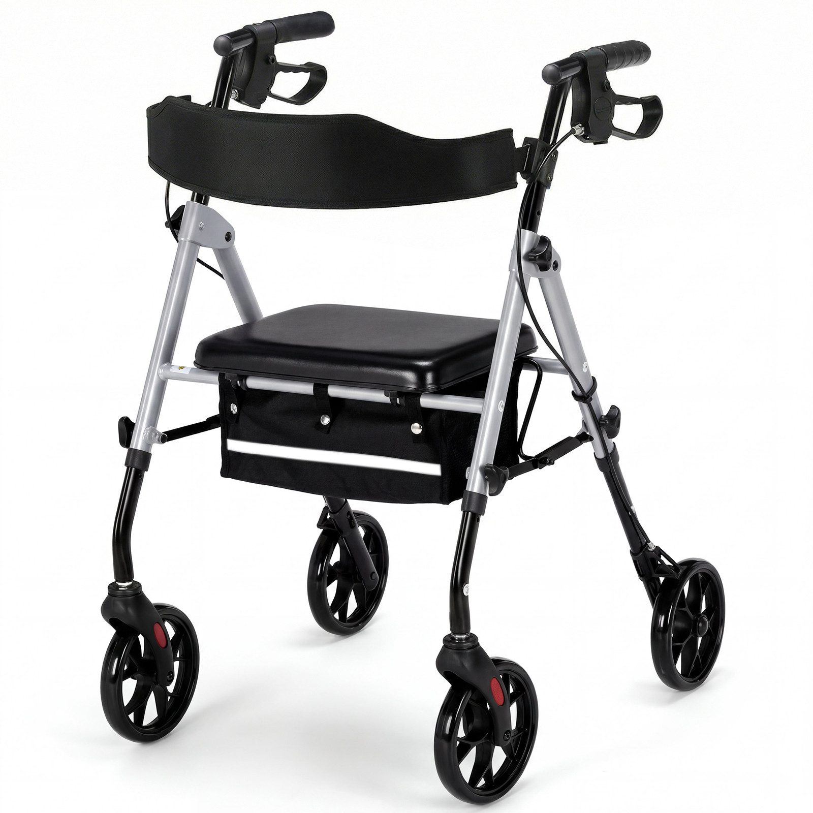 TLGREEN Rollator faltbar, höhenverstellbar & bis159 kg belastbar, sicheres Bremssystem,Unter-Sitz-Ablage,20 cm Rädern für Alltag & Reise
