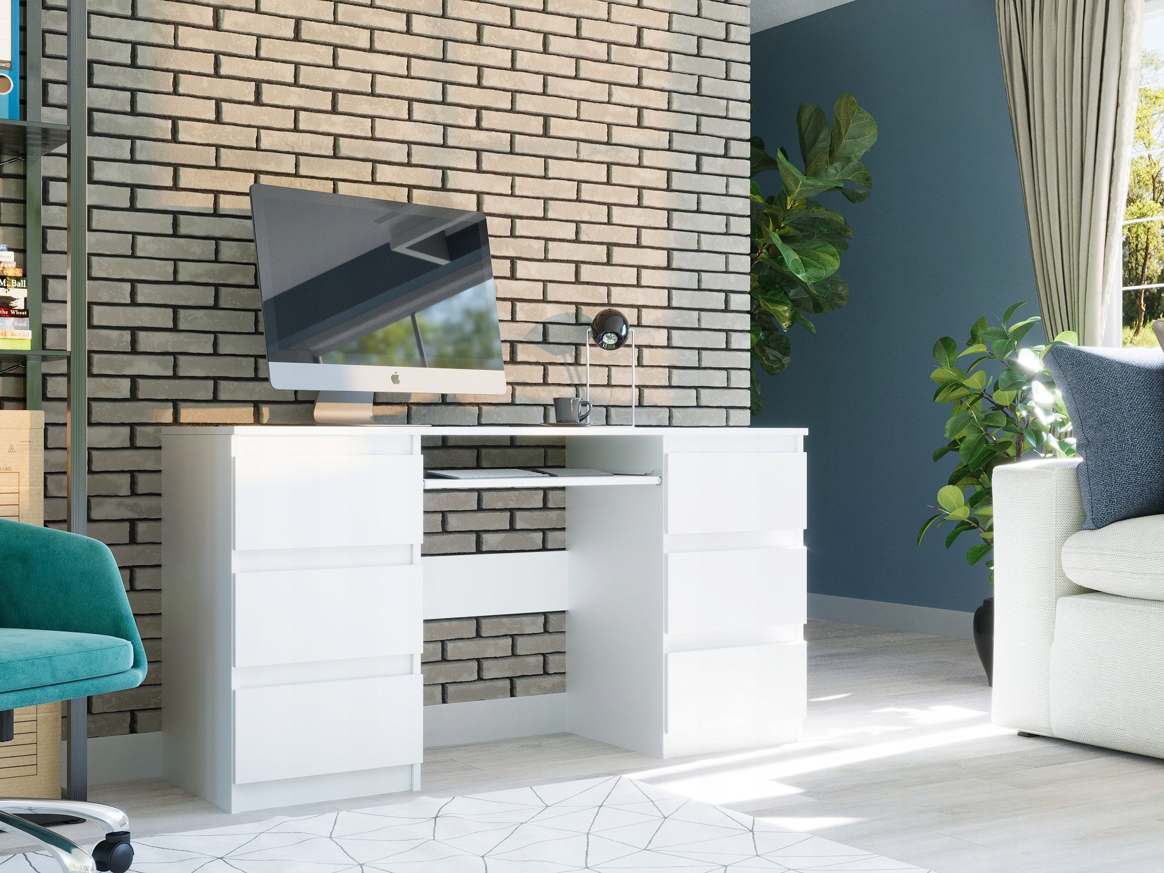 Home Collective Schreibtisch mit 6 Schubladen günstig online kaufen