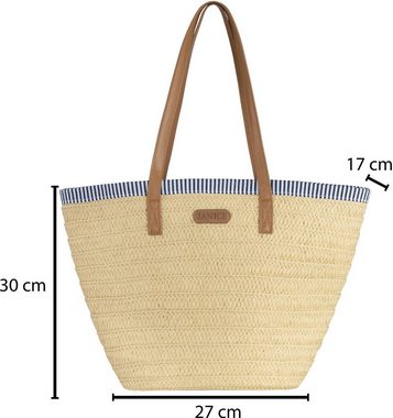 Janice Strandtasche Strandtasche 10 Liter Mindanao, Sommertasche im Maritim-Look für Damen aus Stroh
