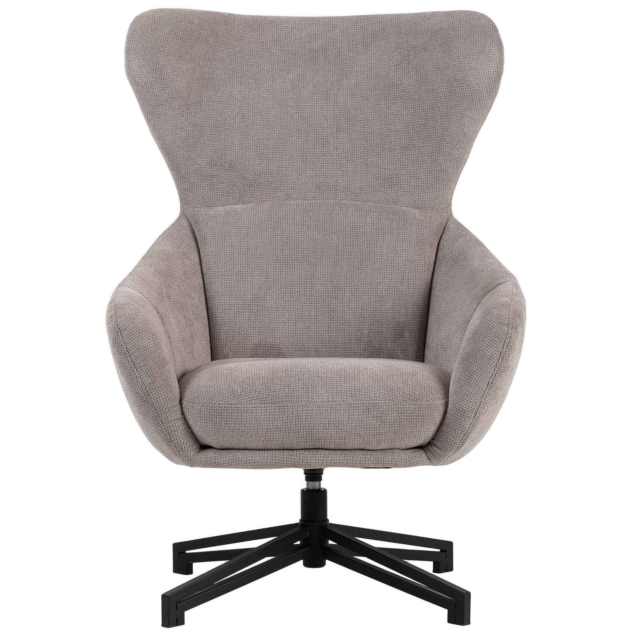 bene living Ohrensessel Marconia - drehbar - hellgrau (Indoor-Möbelset, 1-St), durchgehende Arm- und Rückenlehne - stabiles Metall-Gestell