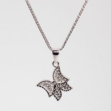 ELLAWIL Silberkette Kette mit Schmetterlings Anhänger Halskette Zirkonia Butterfly (Kettenlänge 45 cm, Sterling Silber 925), inklusive Geschenkschachtel