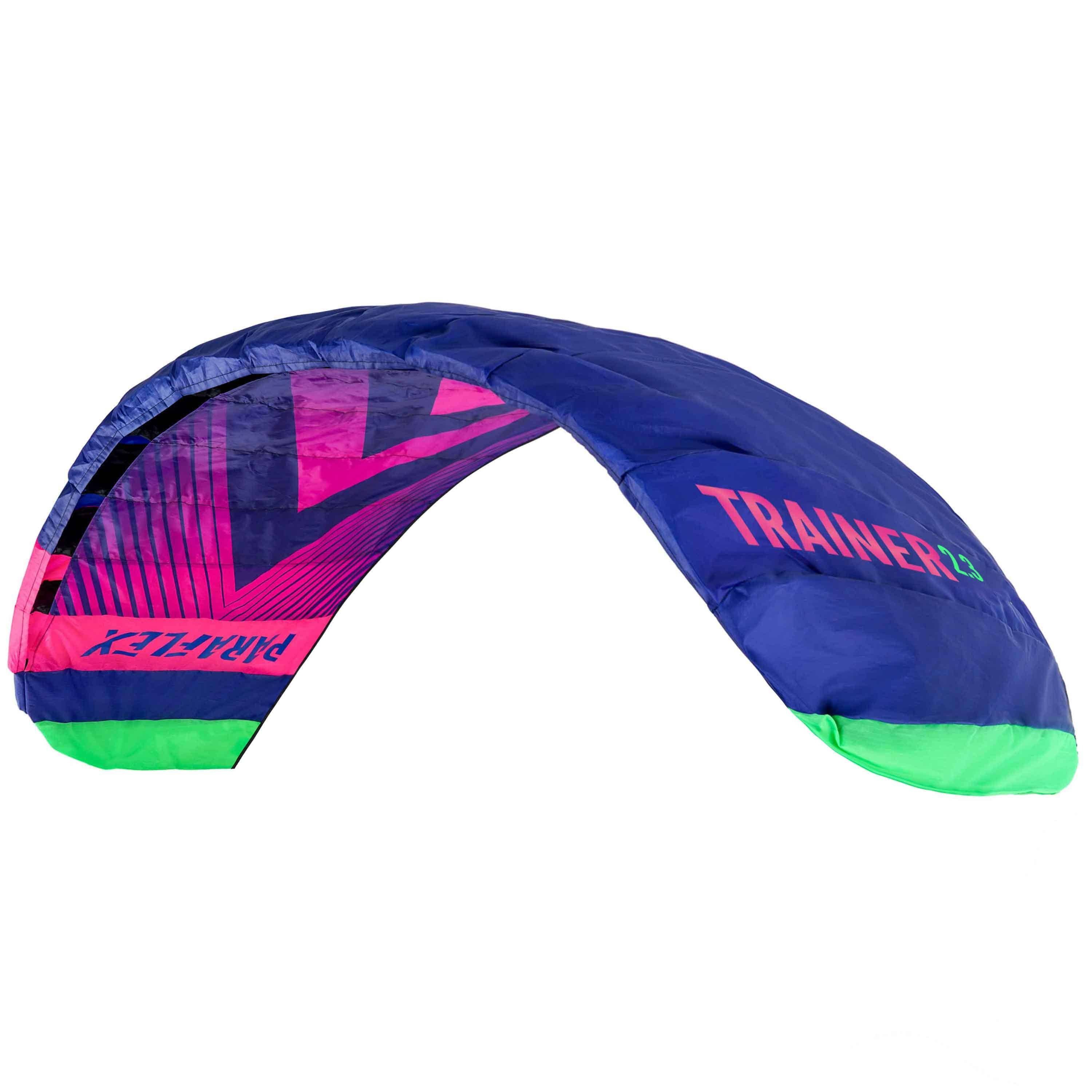 Wolkenstürmer Kite Paraflex Trainer 2.3 Lenkmatte 230 cm, (Actionkite Stunt Kite für Erwachsene, 1,7 m² Fläche, 1-tlg), Ready to Fly Powerkite mit Trainerbar für Kitesurfing (blau-pink)