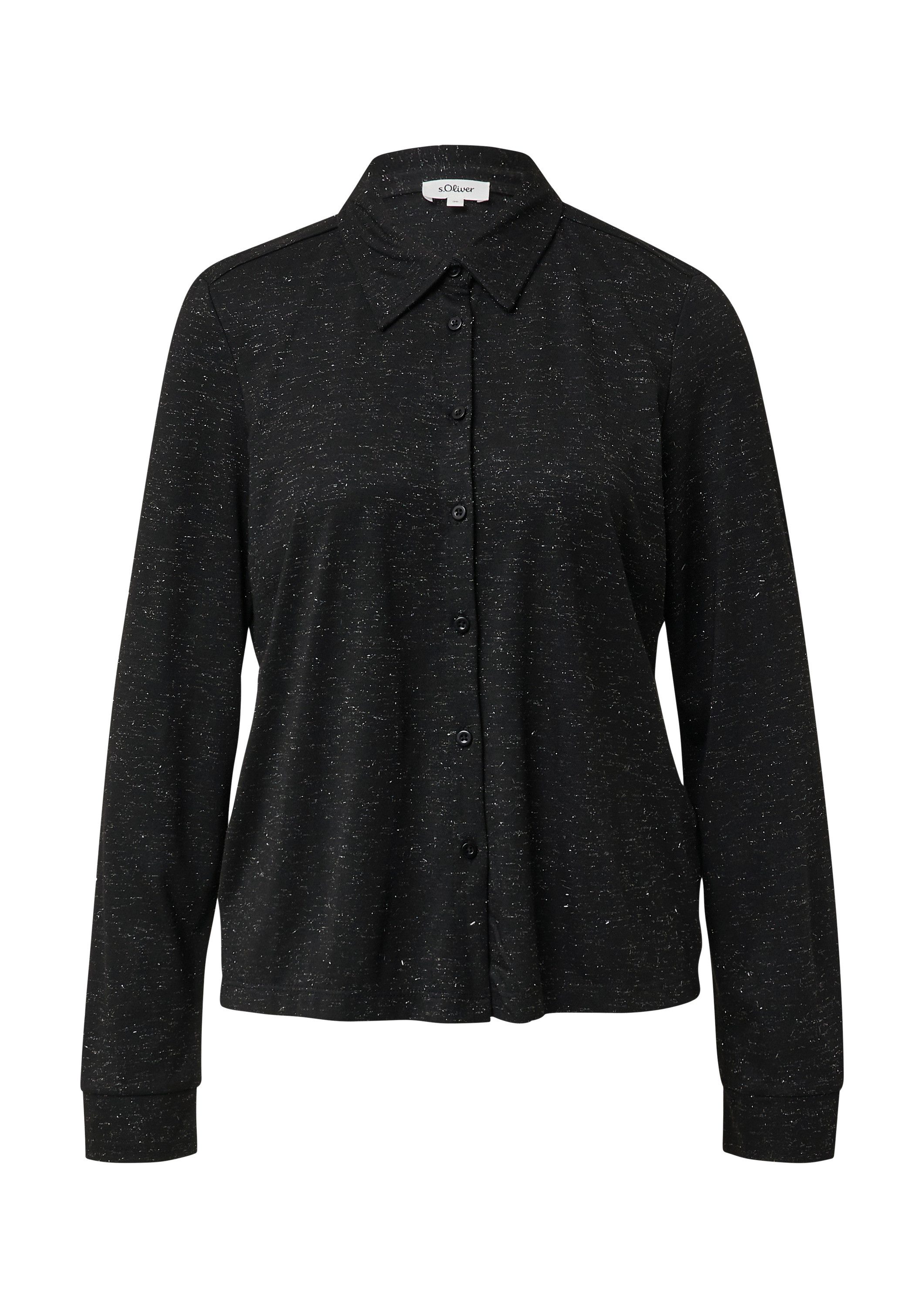 s.Oliver Langarmshirt T-Shirt Hemdbluse mit Glitzergarn und verlängertem Rü günstig online kaufen