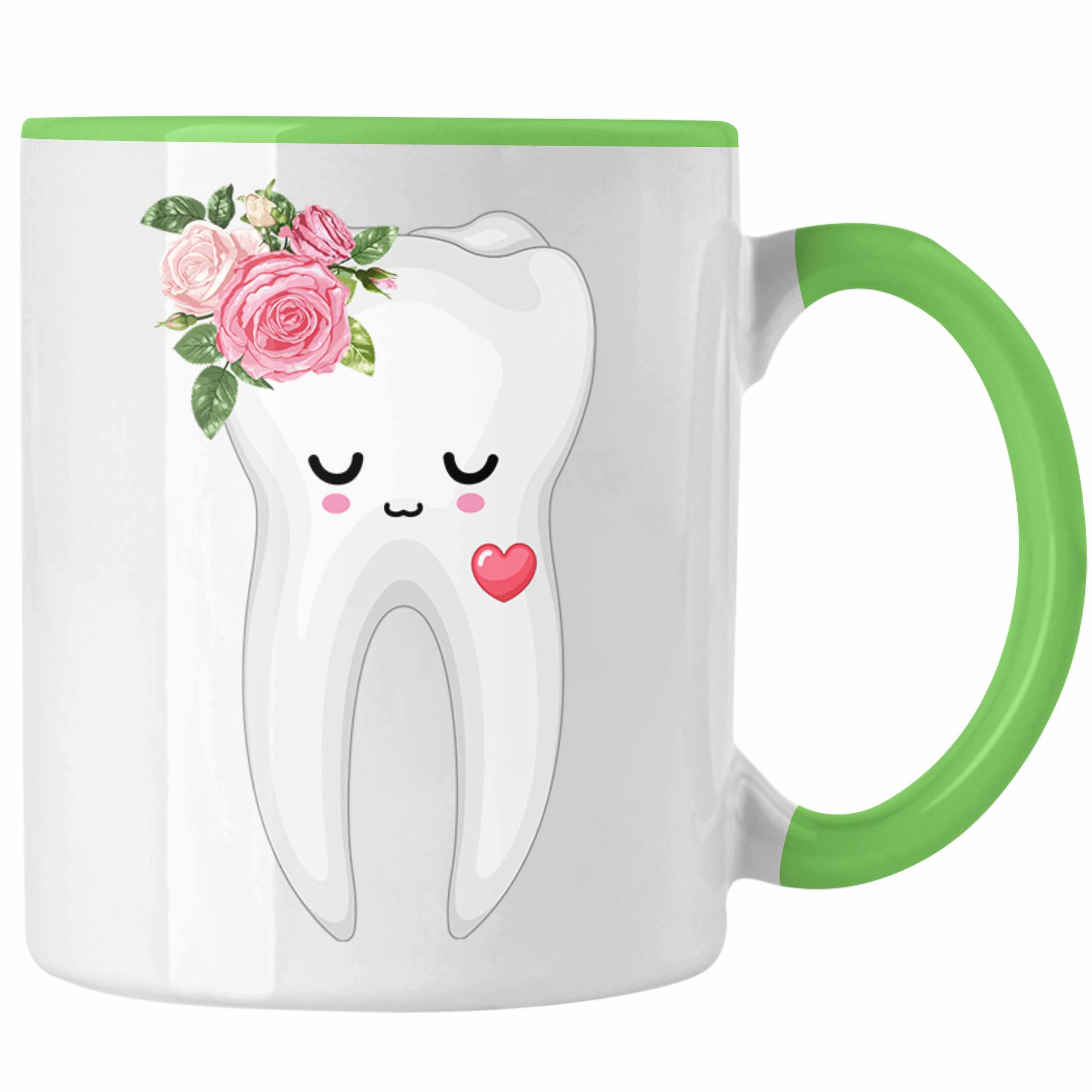 Tasse Trendation Tasse Lustiges Zahnarzthelferin Grün Geschenk für Beste Zahnarzthelferin