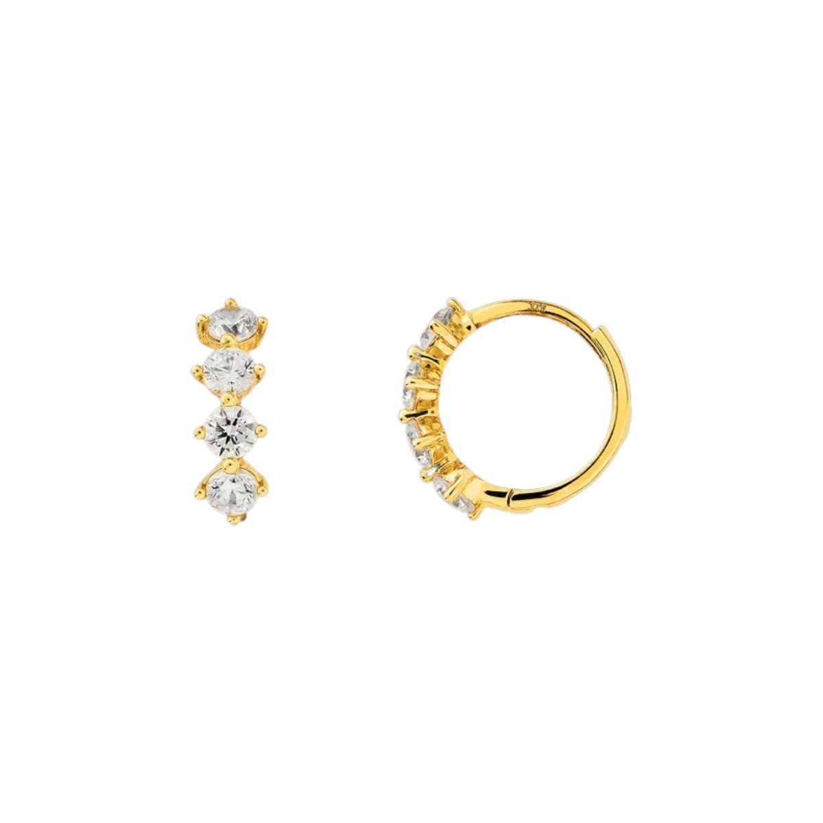 XENOX Paar Creolen Xenox Ohrringe Damen Fine Krappe Zirkonia 375er Gelbgold XG9K6042G