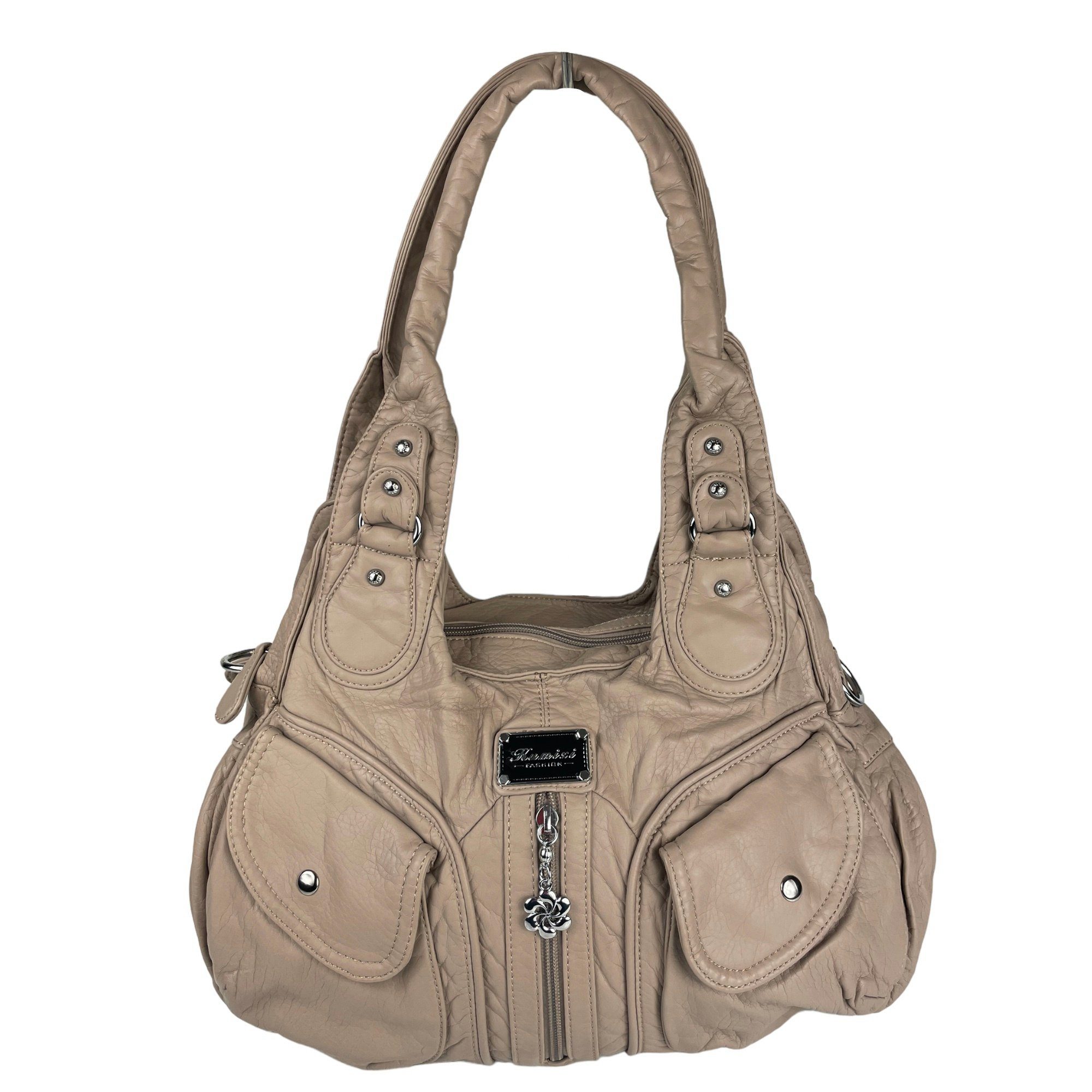 Taschen4life Schultertasche Damen Handtasche AK11311-1, viele Fächer, batik Farben, Schultertasche Alltag, Umhängetasche